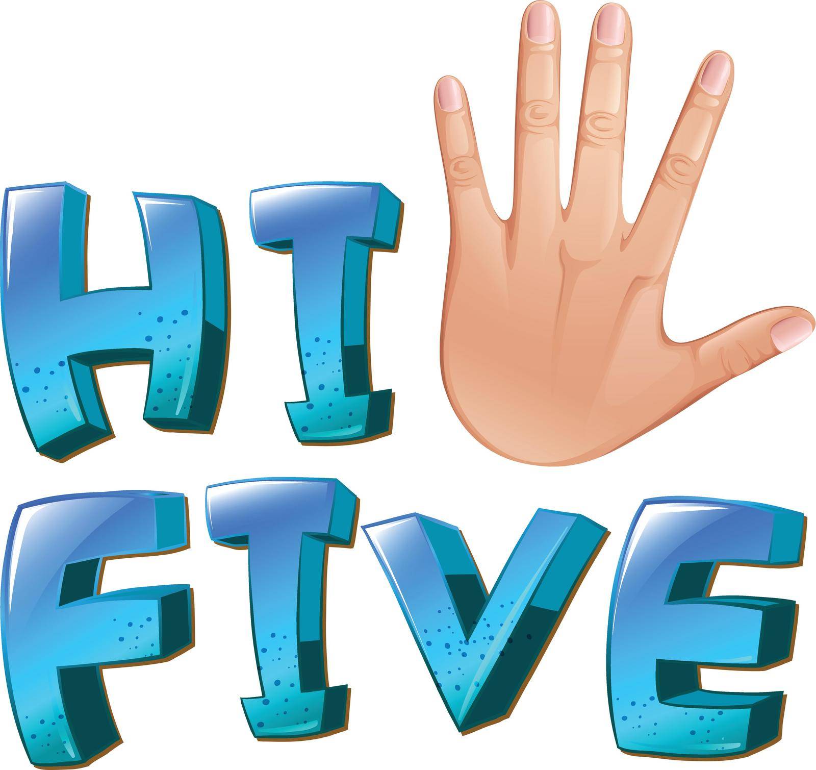 Illustration of a hi-five artwork with a palm on a white background