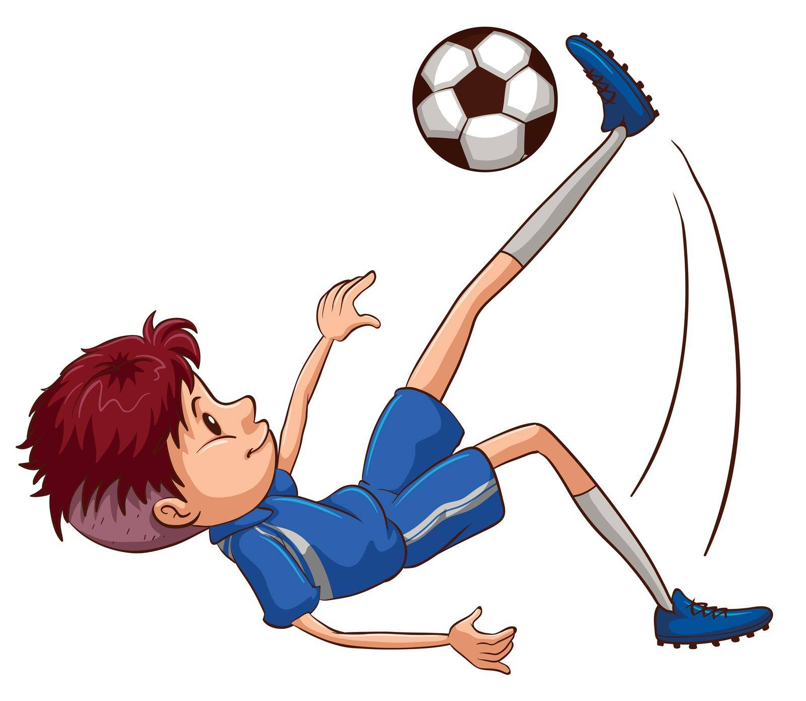 Illustration of a soccer player kicking the ball on a white background