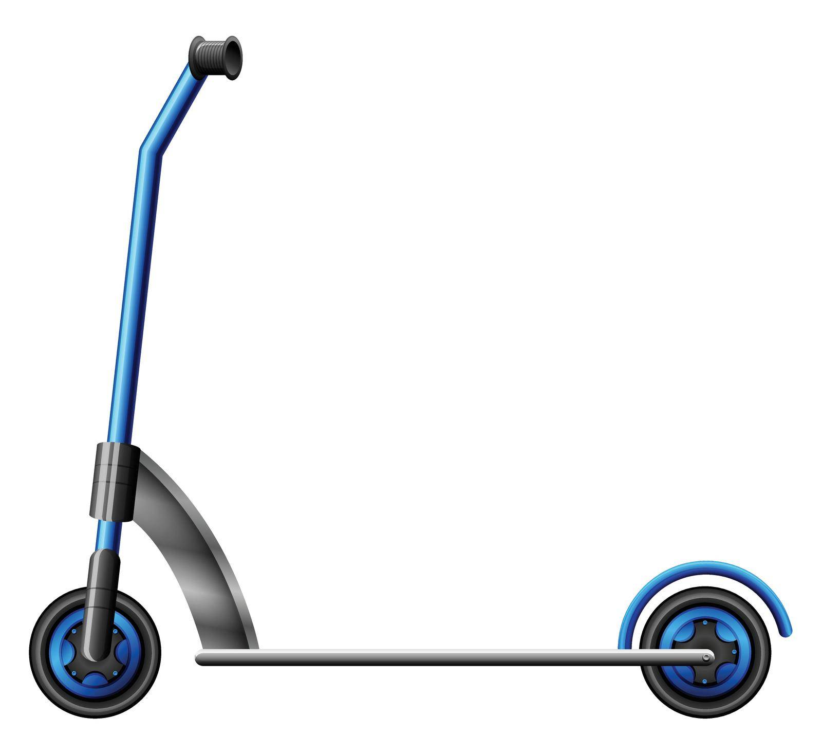 A blue scooter on a white background