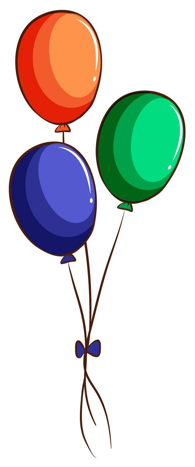 A drawing of three colourful balloons by iimages