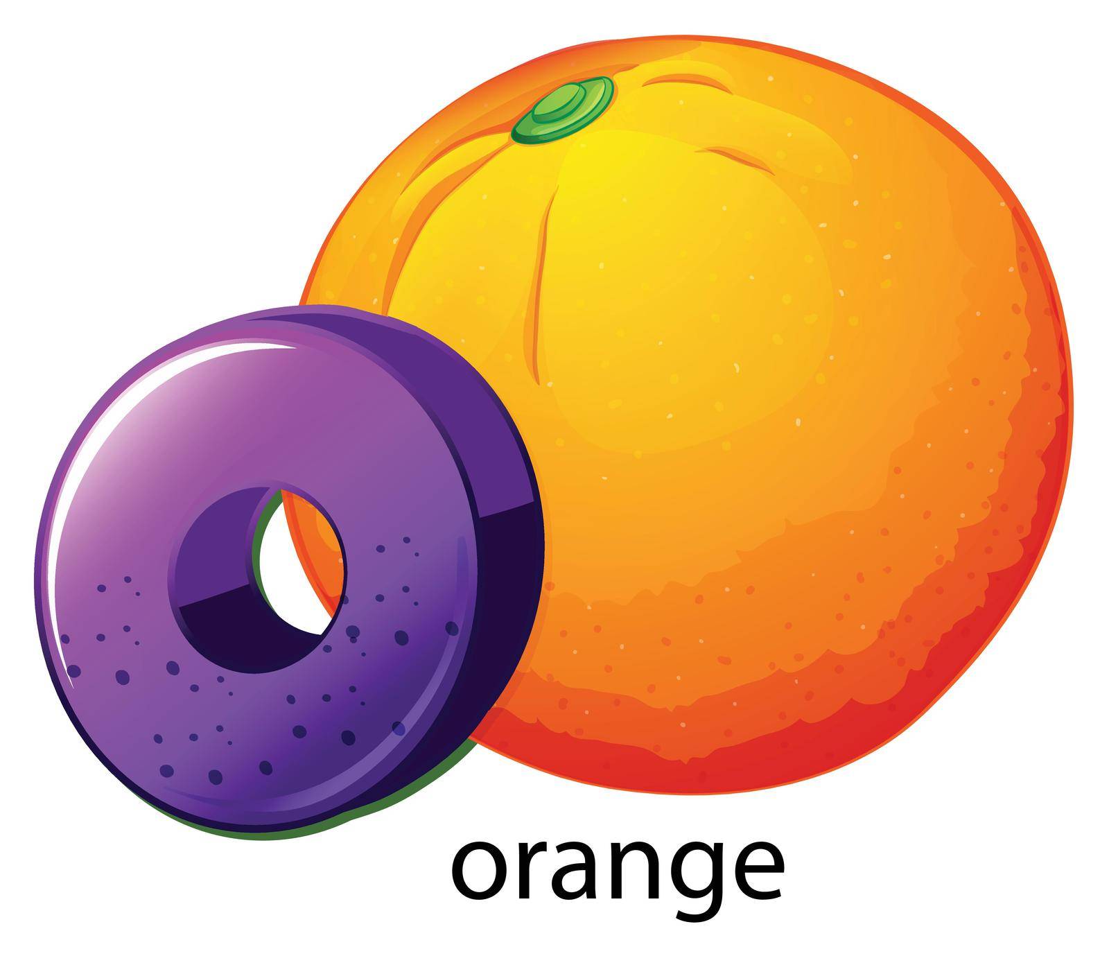 A letter O for orange on a white background