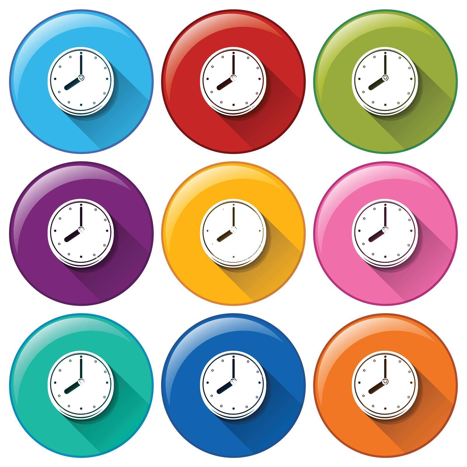 Illustration of different color time icons