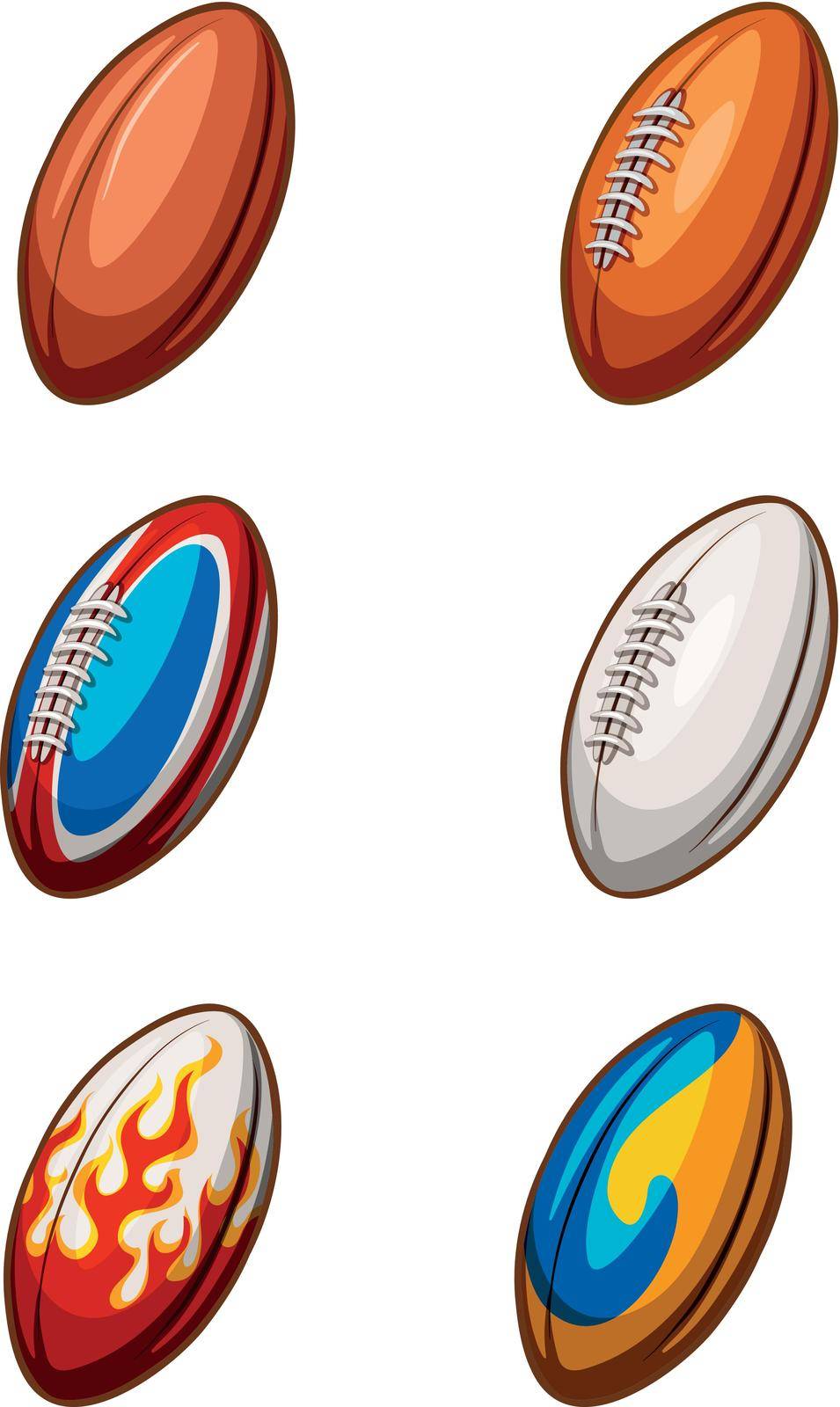 Illustration of different design of football