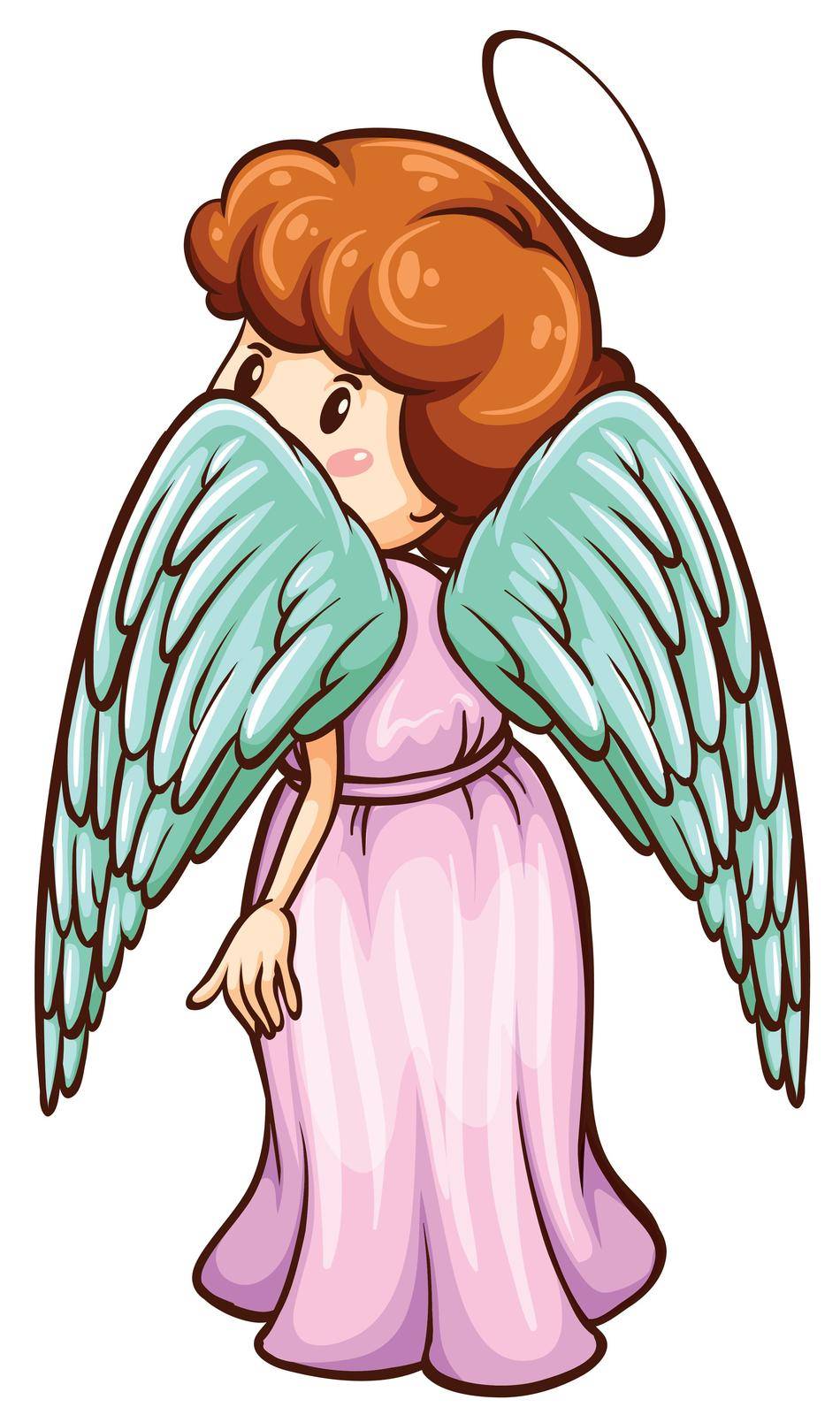 Illustration of a simple sketch of an angel on a white background