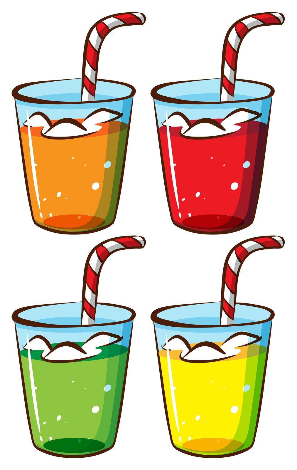 A sketch of the glasses with juice on a white background