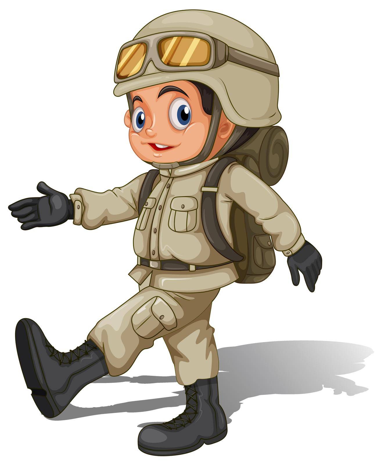 Illustration of a young soldier on a white background