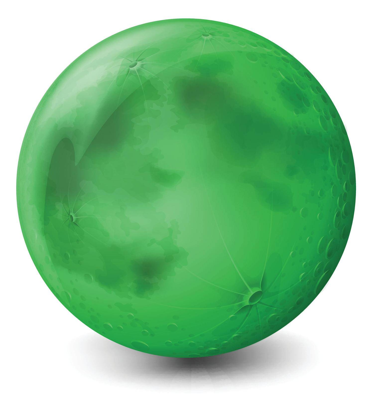 A green planet on a white background
