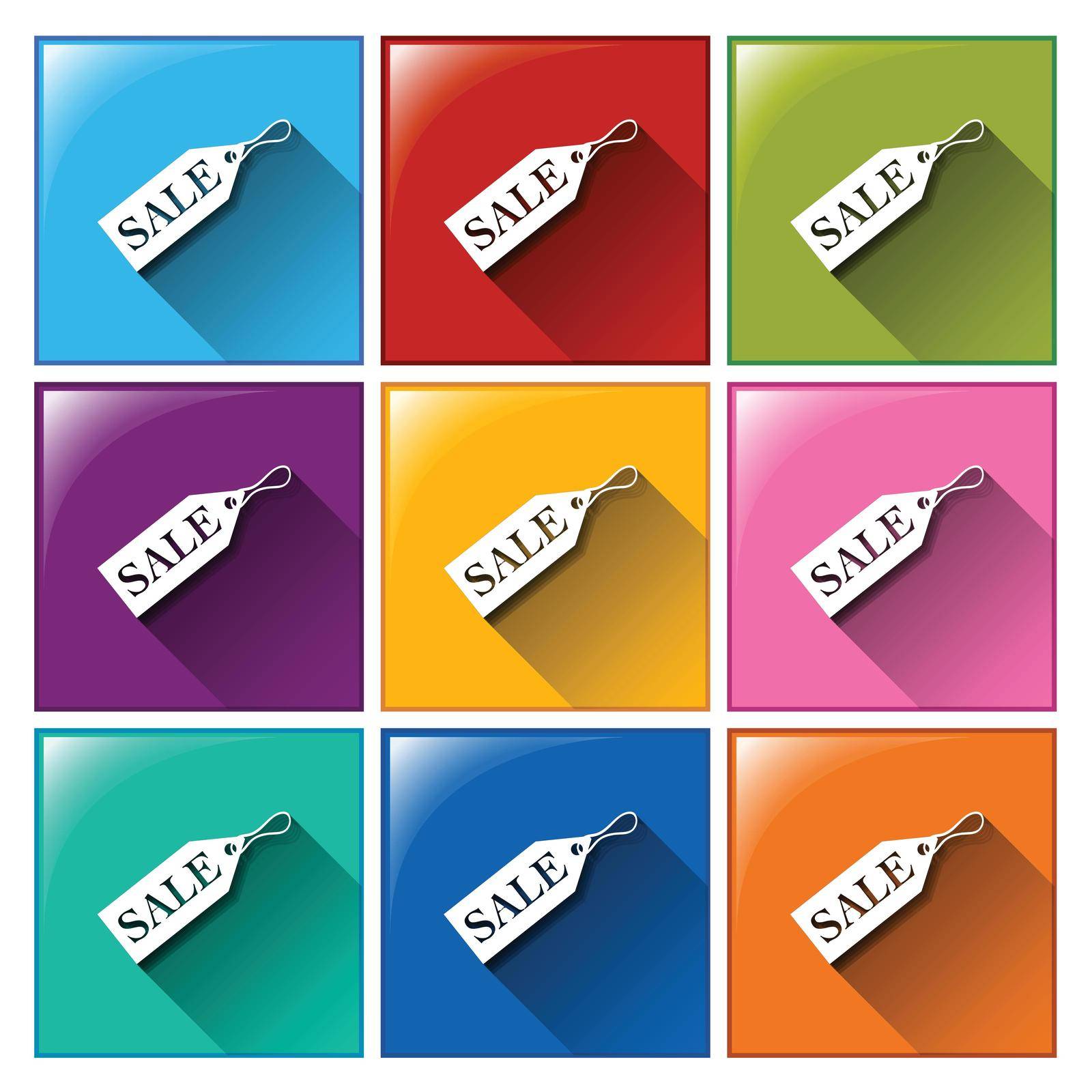 Illustration of the buttons with sale tags on a white background