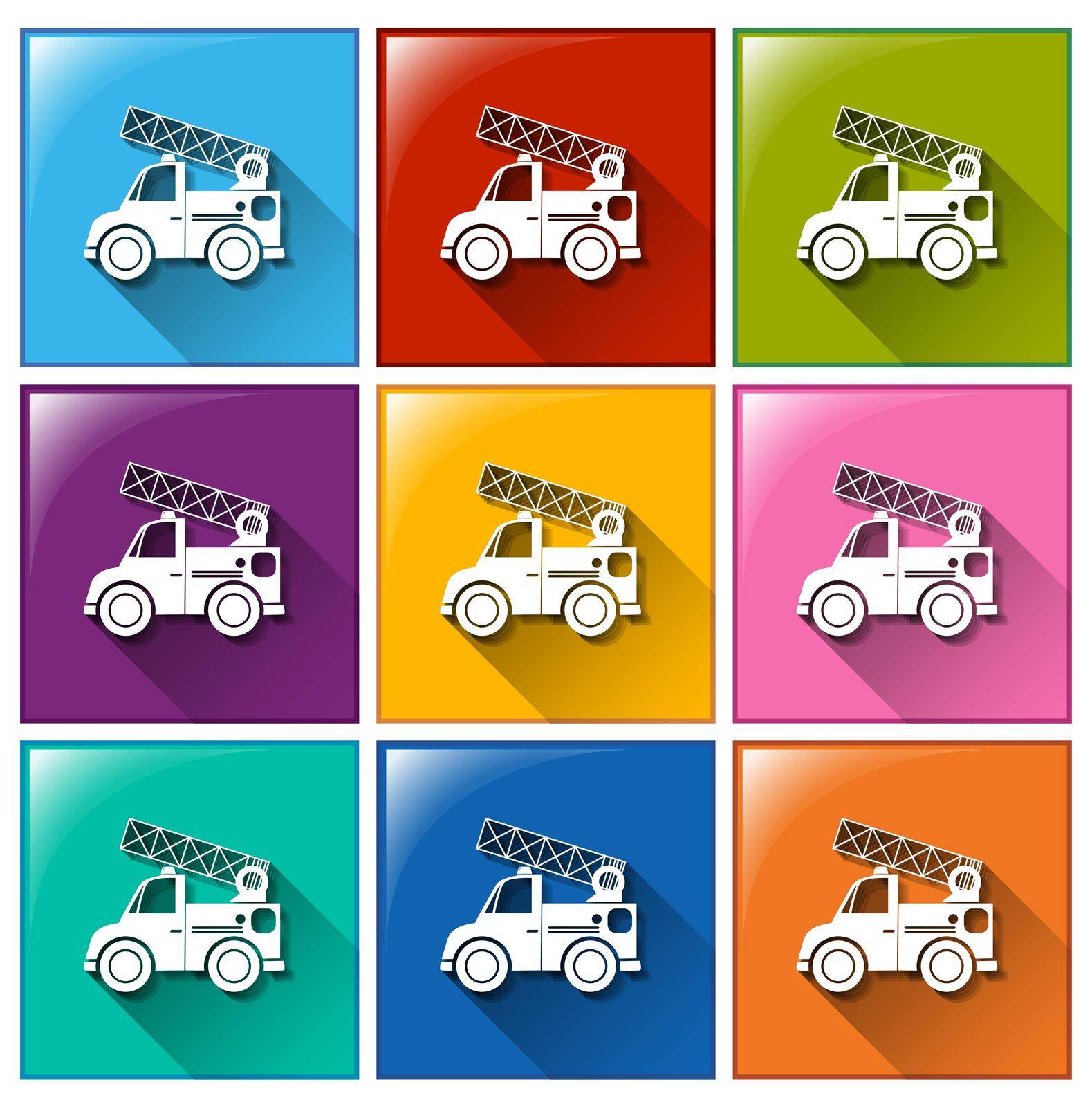 Buttons with vehicles on a white background