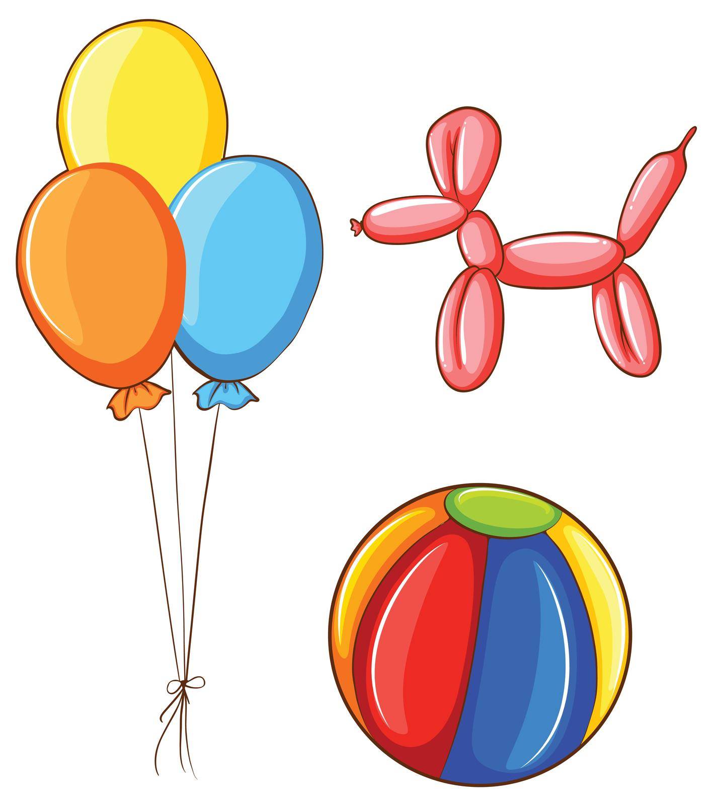 Illustration of a ball and balloons