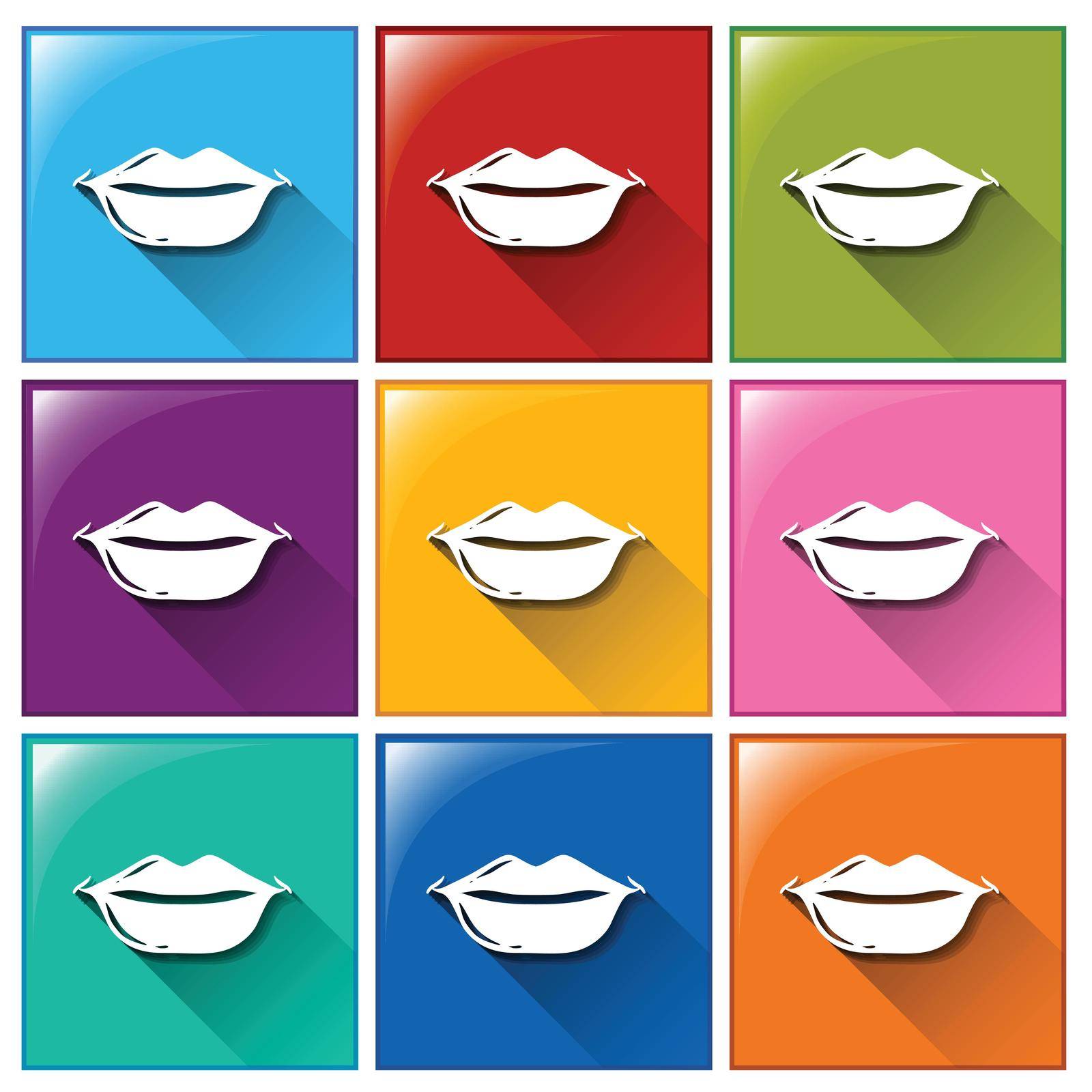 Illustration of the icons with lips on a white background