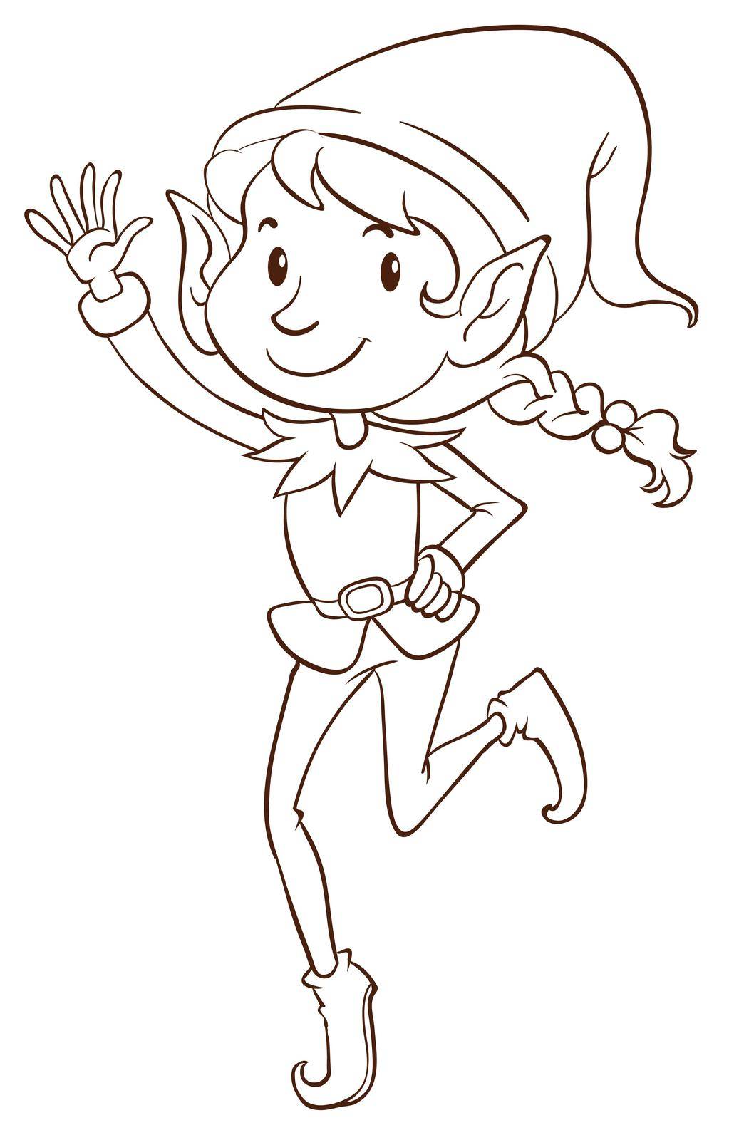 Illustration of a plain drawing of an elf on a white background
