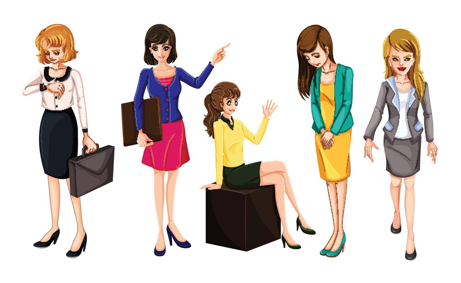 Illustration of the working women on a white background