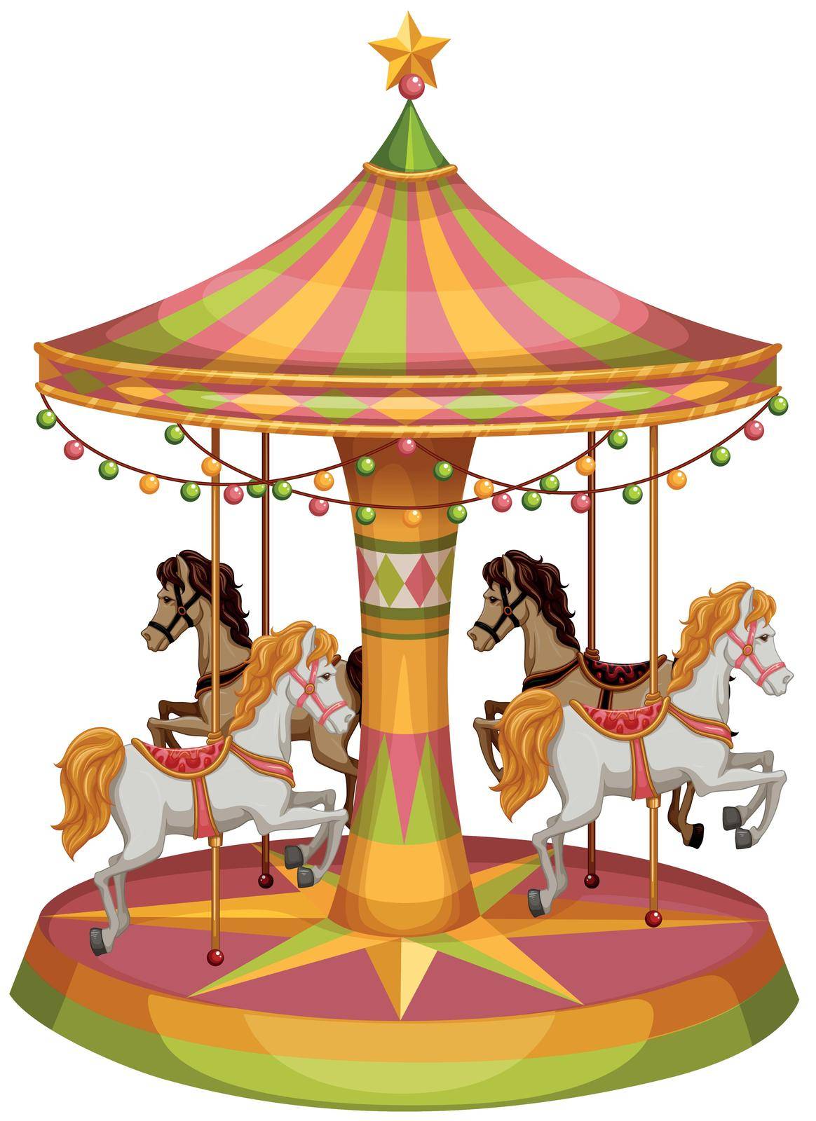 Illustration of a merry-go-round horse ride on a white background