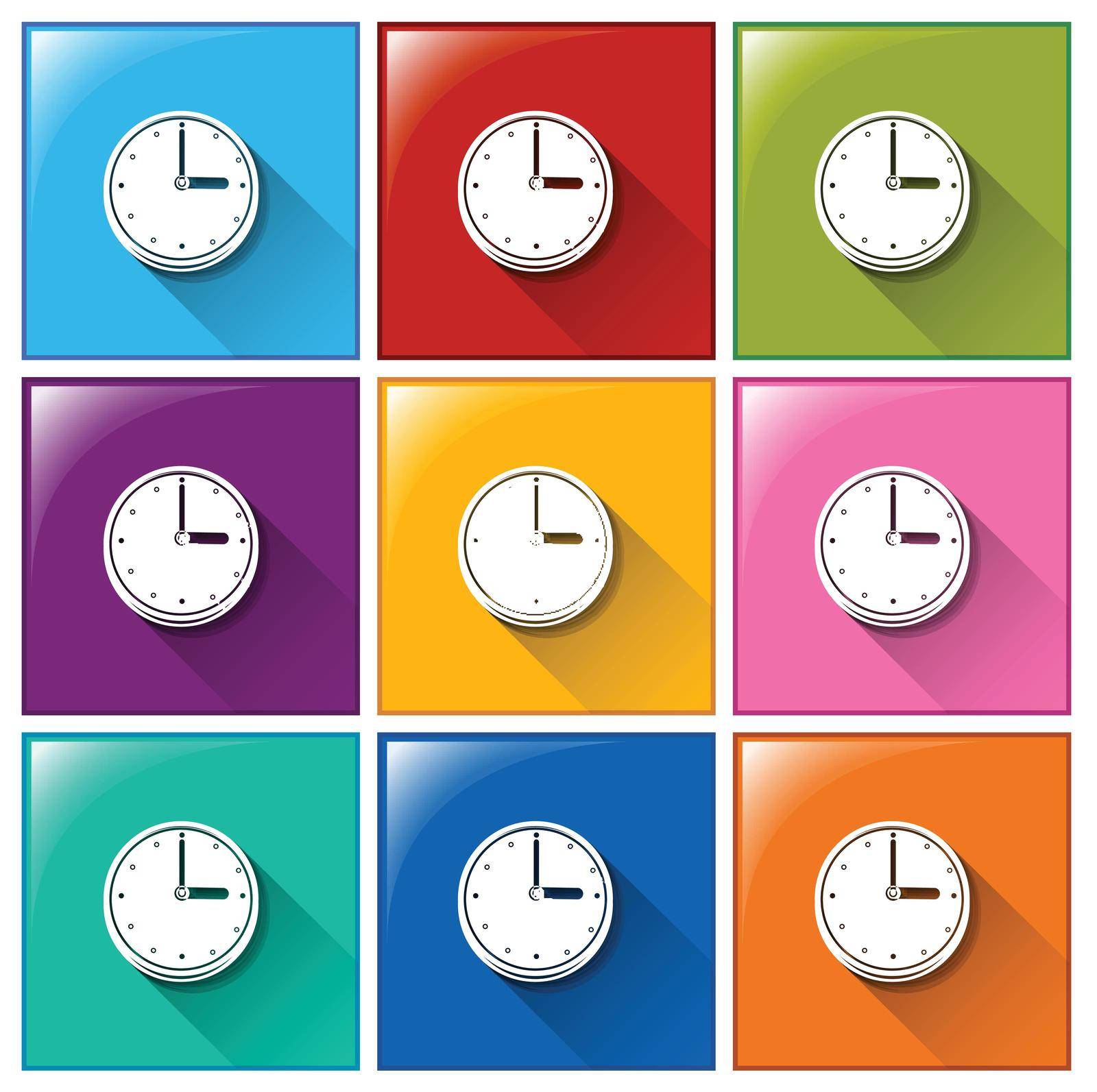 Illustration of different color icons of time
