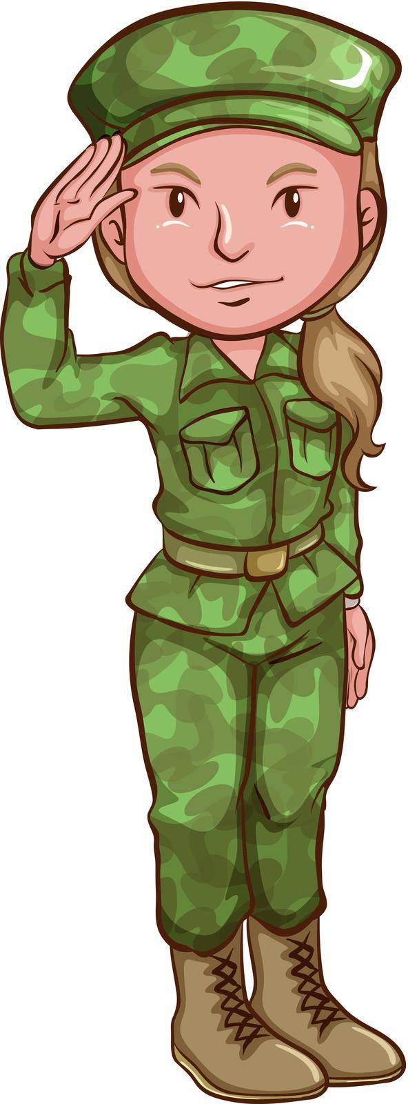 A sketch of a female soldier by iimages