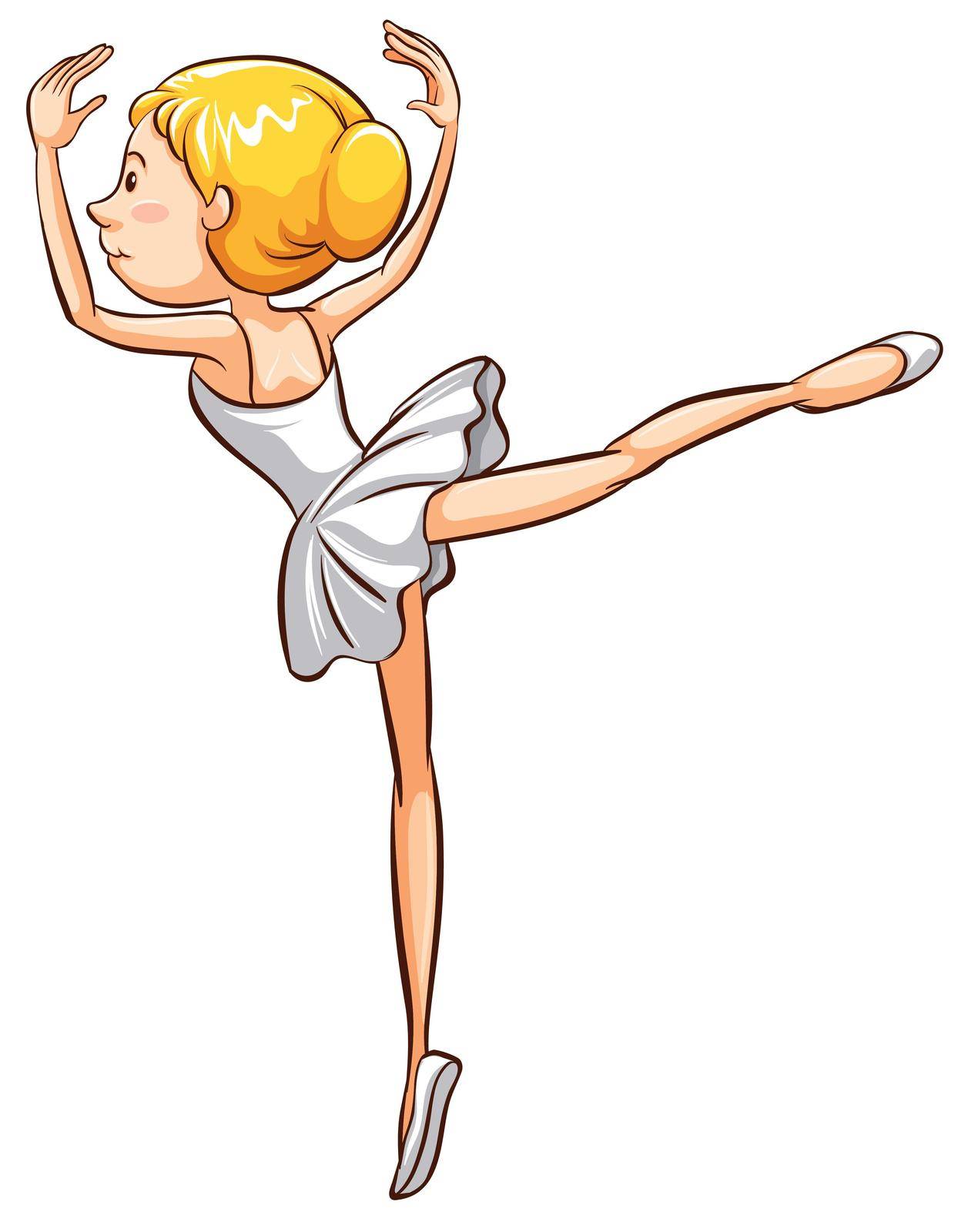 Illustration of a simple sketch of a ballerina on a white background