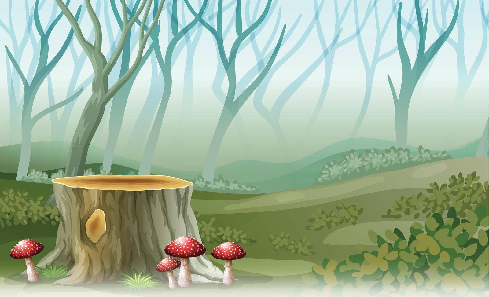 Illustration of a stump at the forest