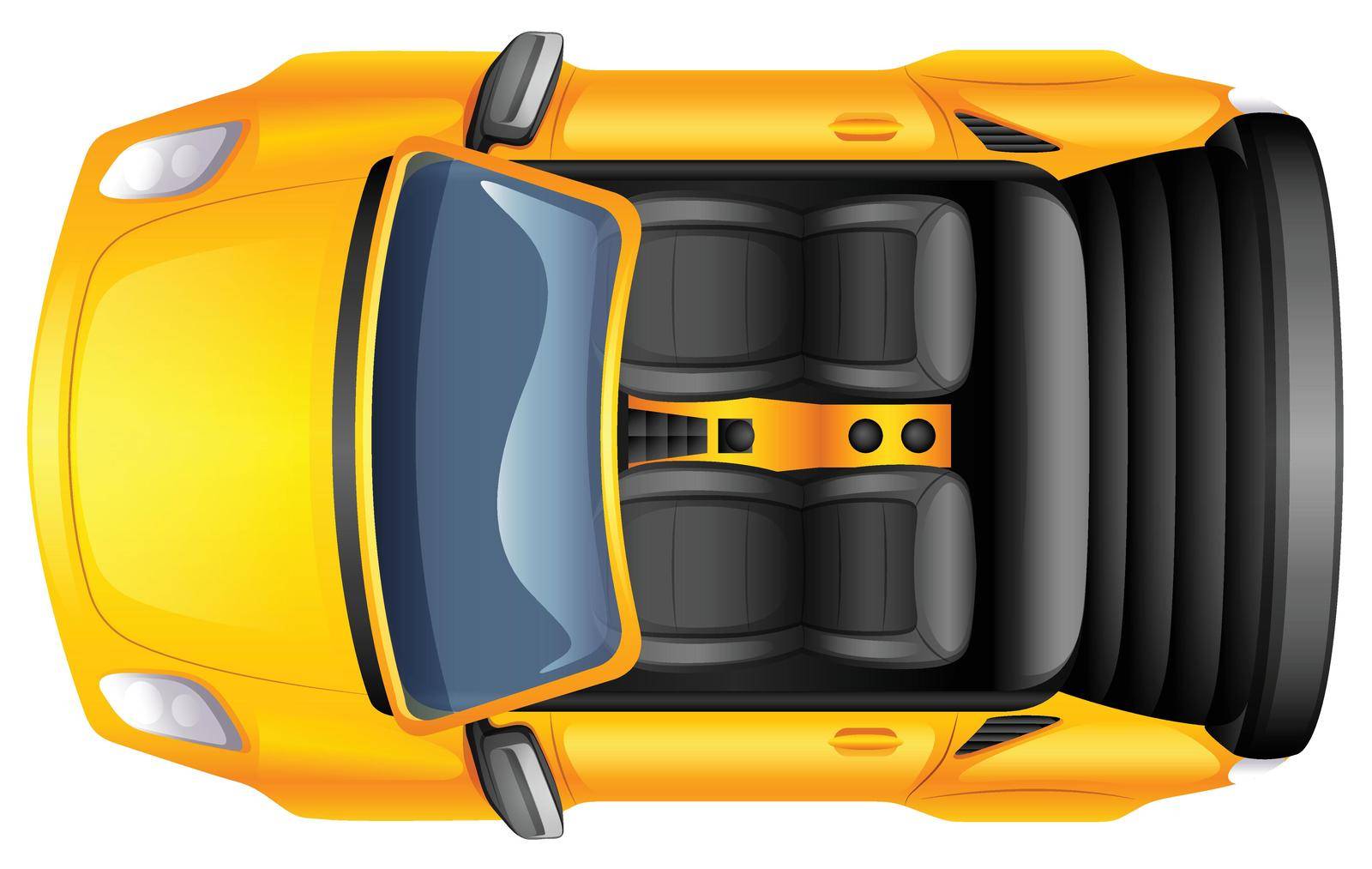 Illustration of a yellow sportscar on a white background