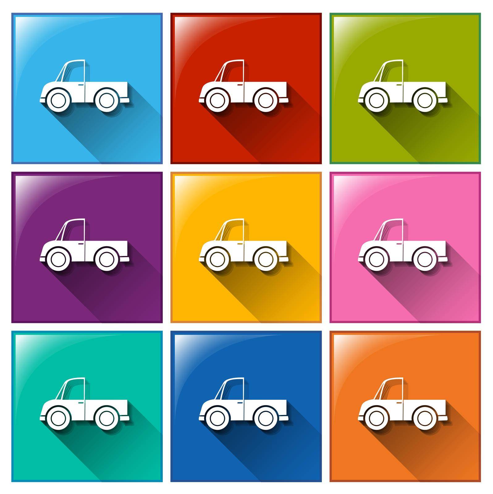 Buttons with cars on a white background