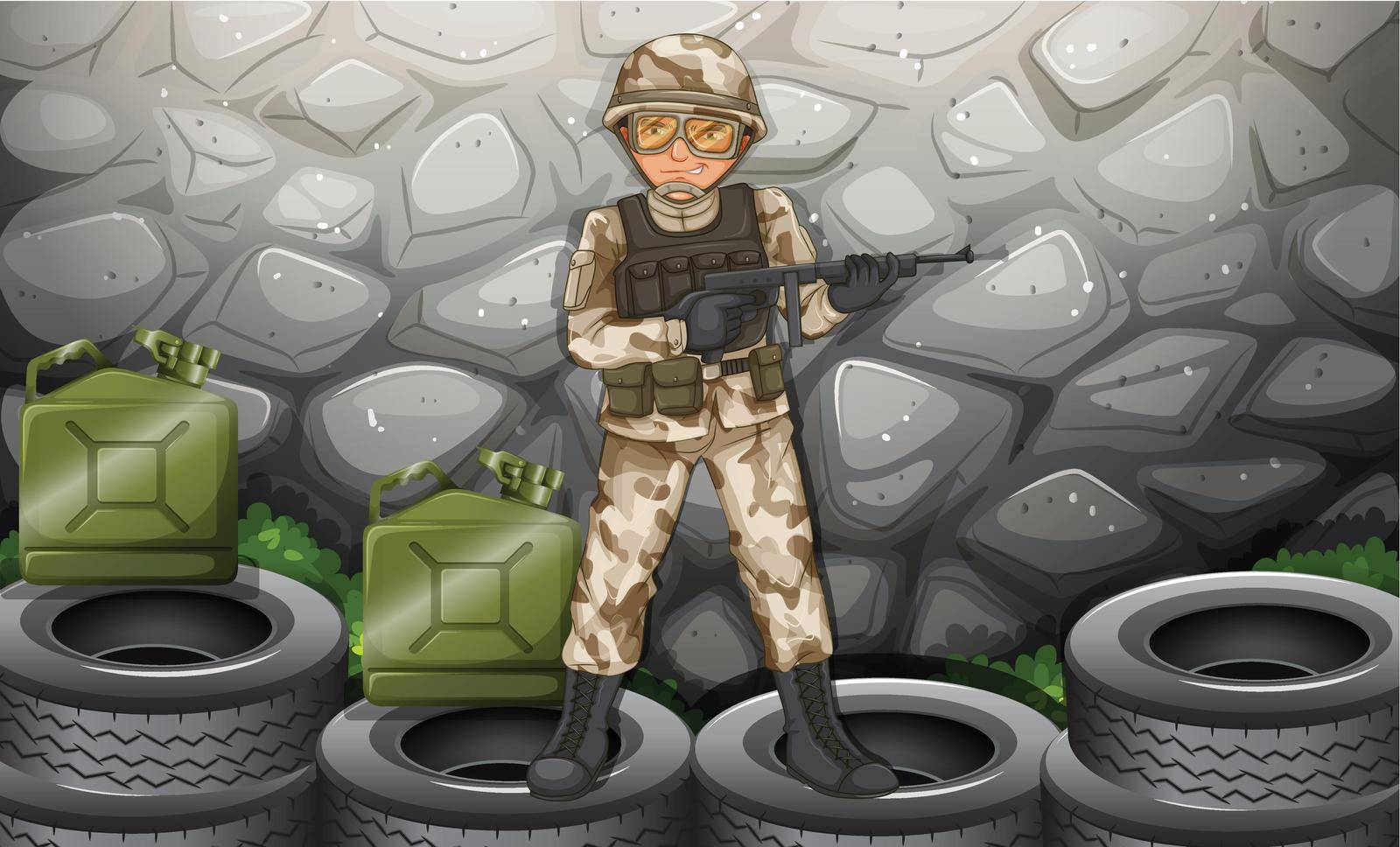 Illustration of a soldier with a gun