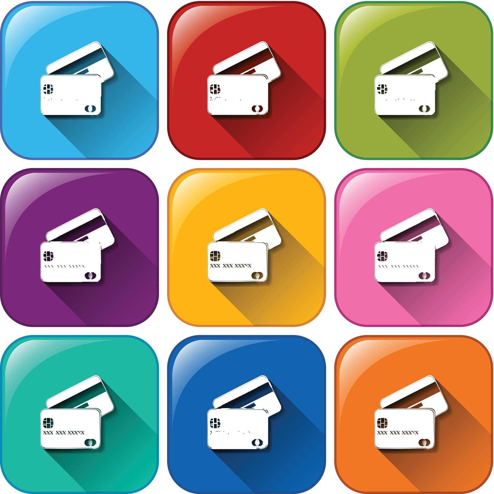 Illustration of the rounded icons with cards on a white background