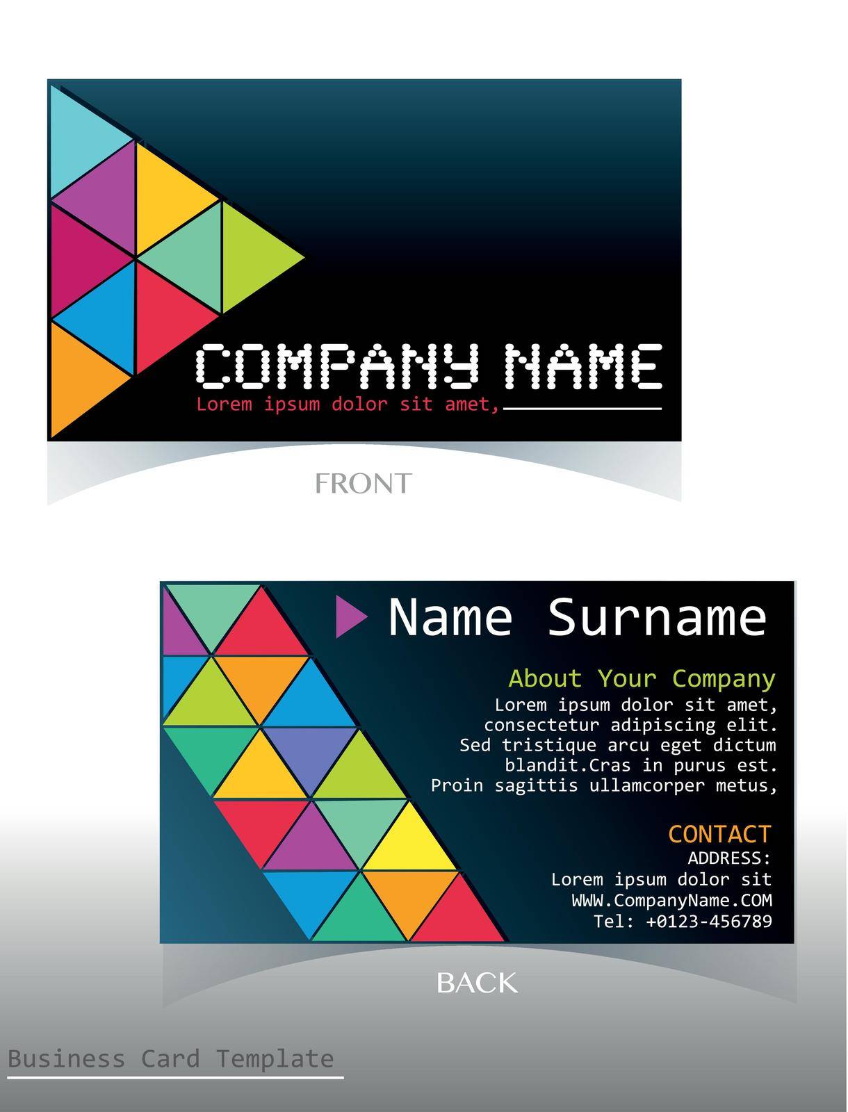 Illustration of a back and front of a business card
