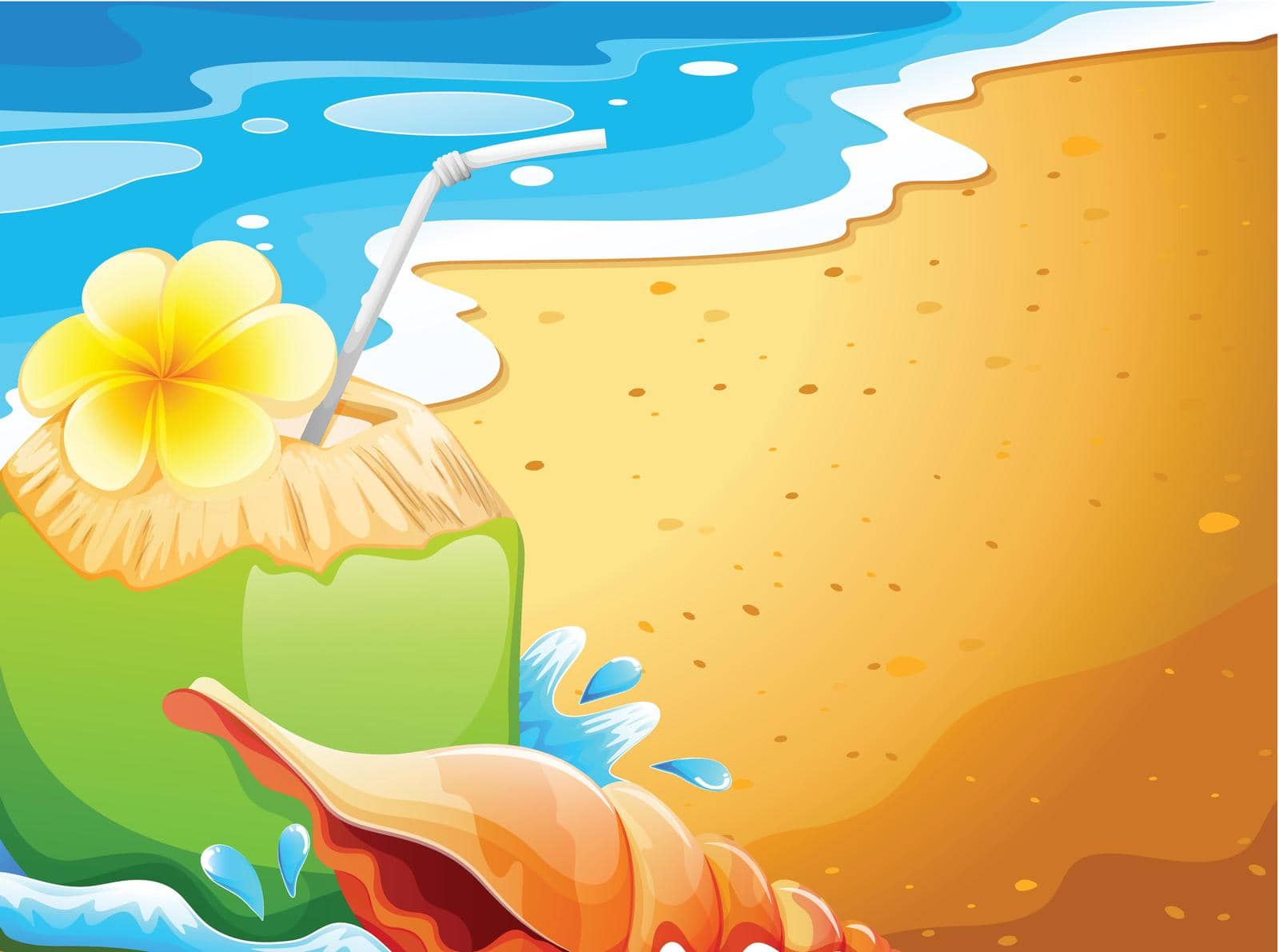 Illustration of a refreshing drink at the beach