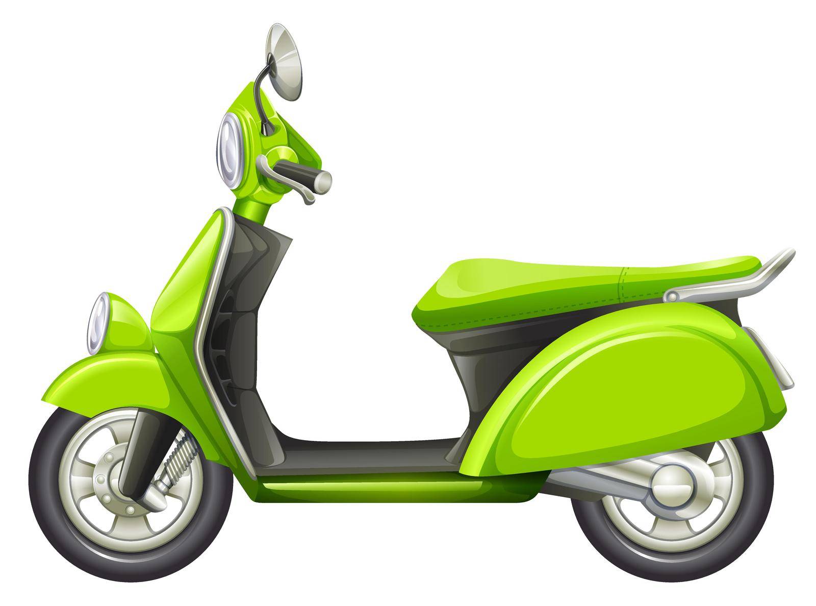 Illustration of a green scooter on a white background