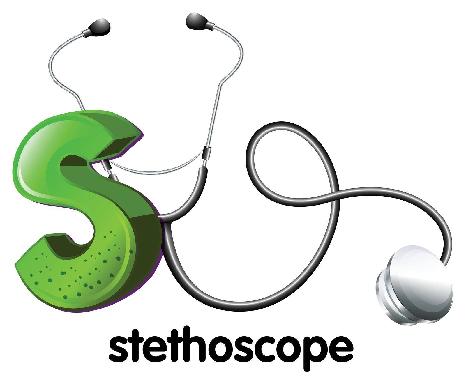 Illustration of a letter S for stethoscope on a white background