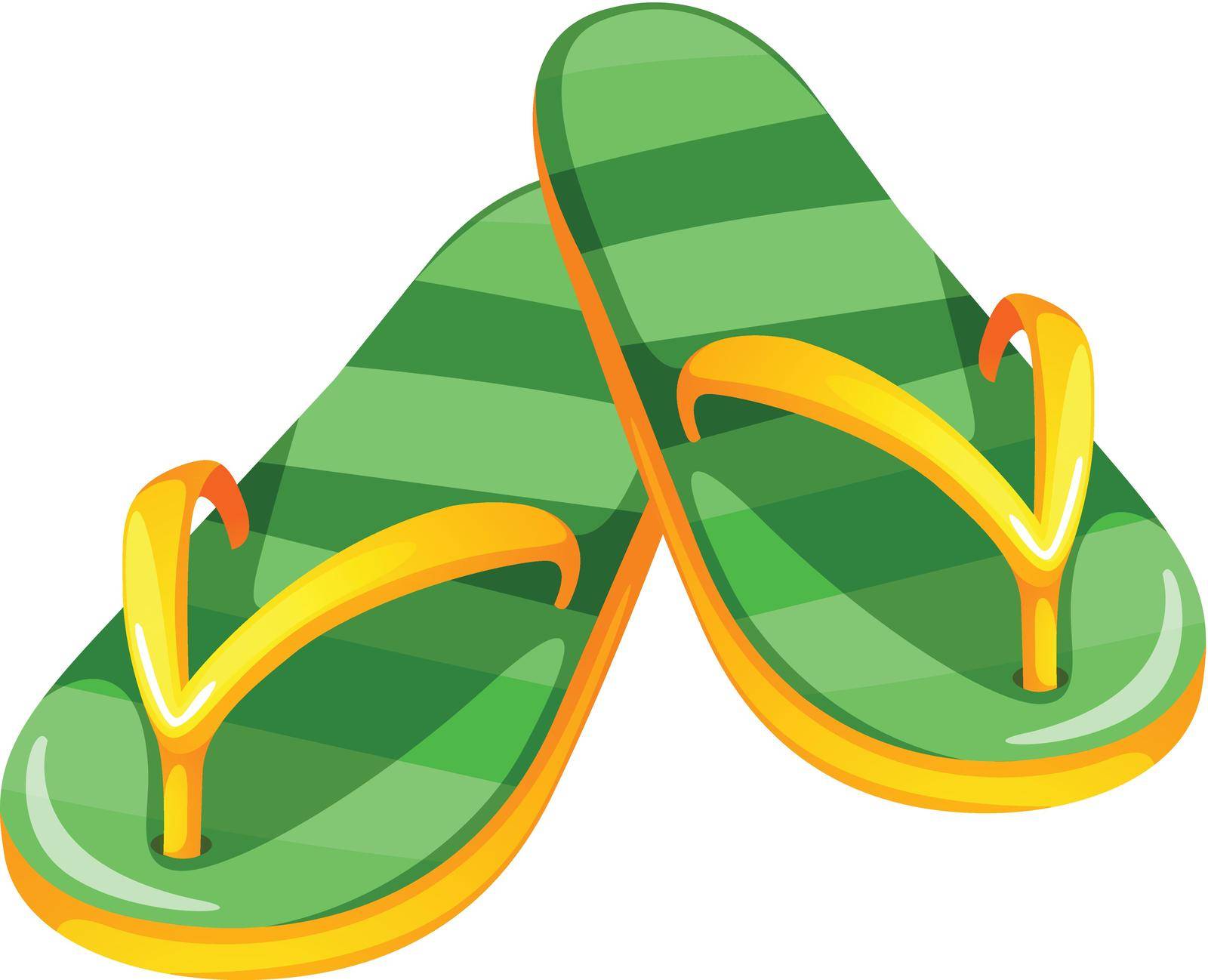 Illustration of a pair of green slippers on a white background