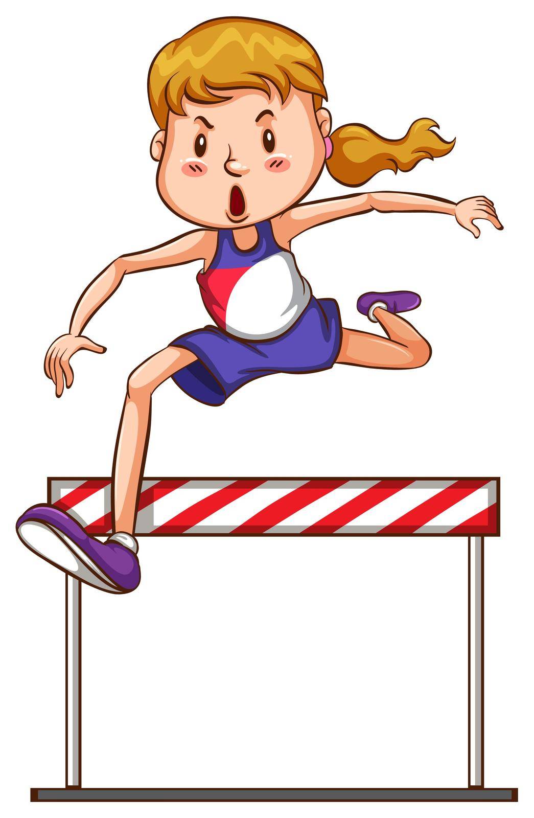 illustration of a girl jumping over an obstacle