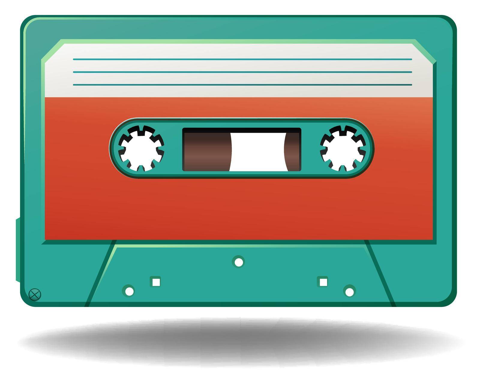Blue color cassette with red color label