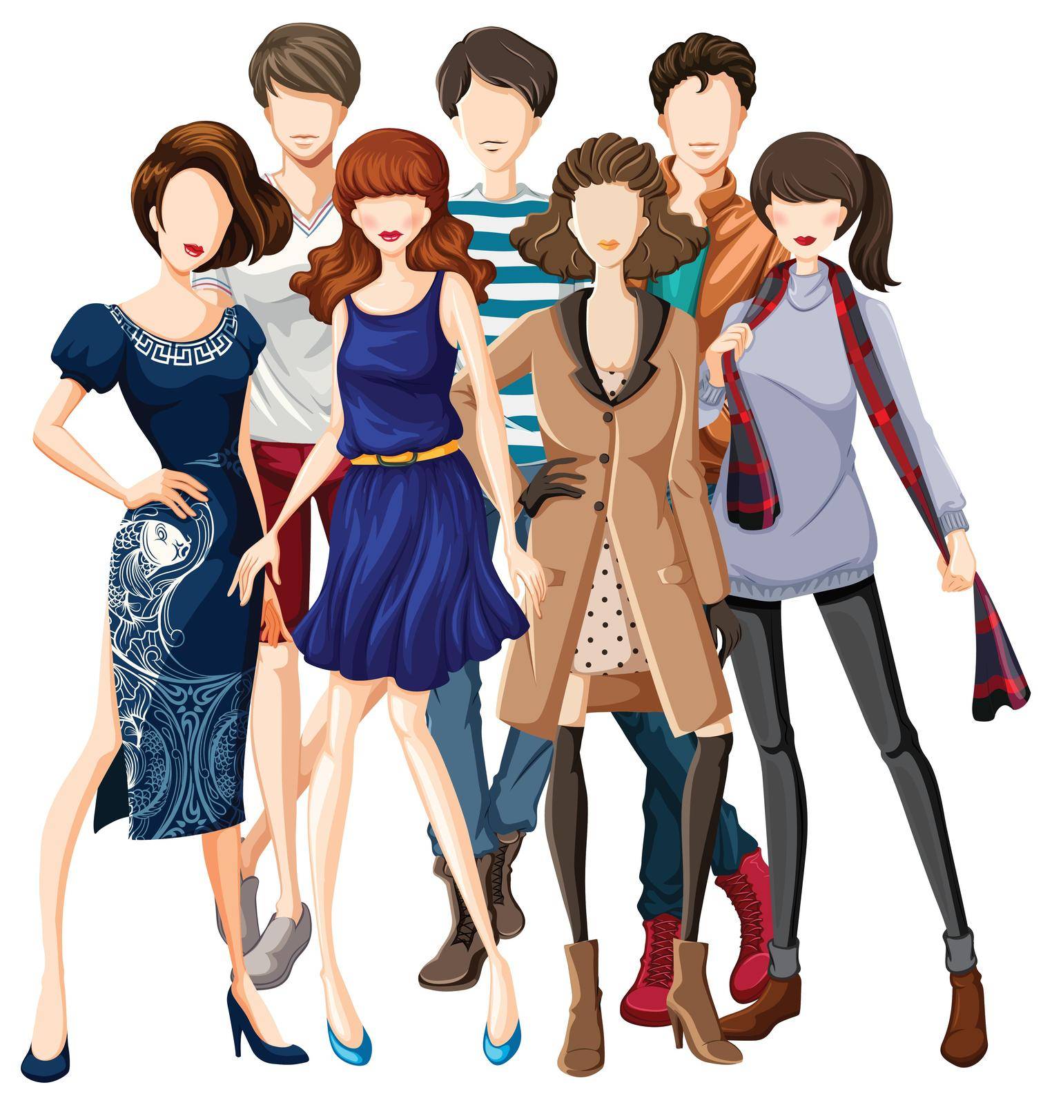 Male and female models wearing fashionable clothes