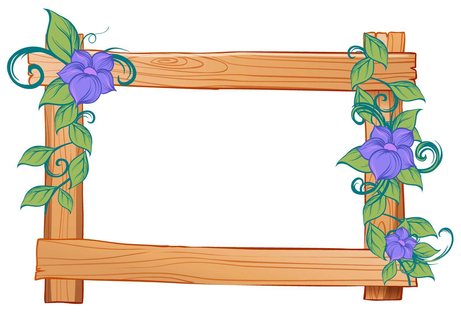 Wooden frame with purple flowers on the sides