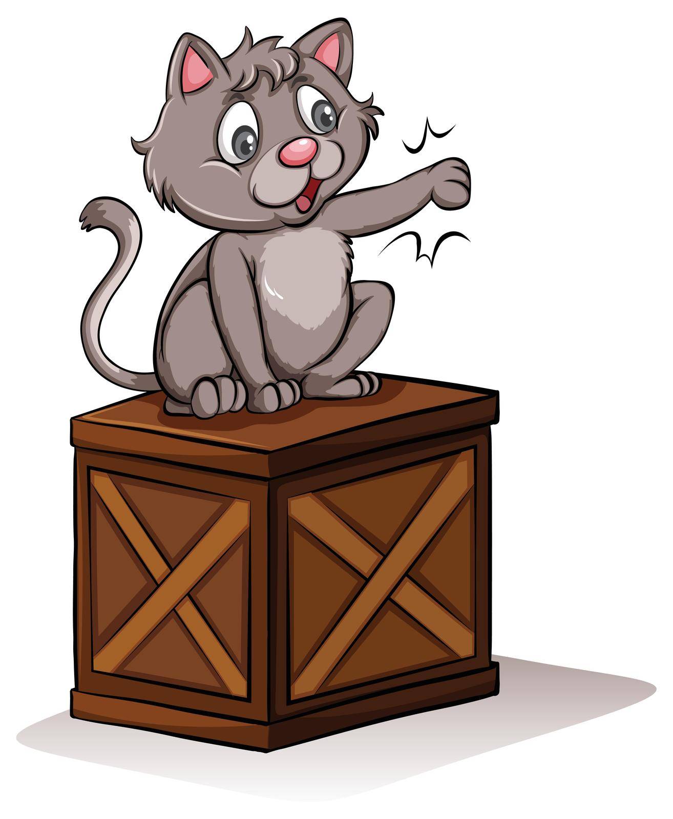 An idiom showing a cat above the box