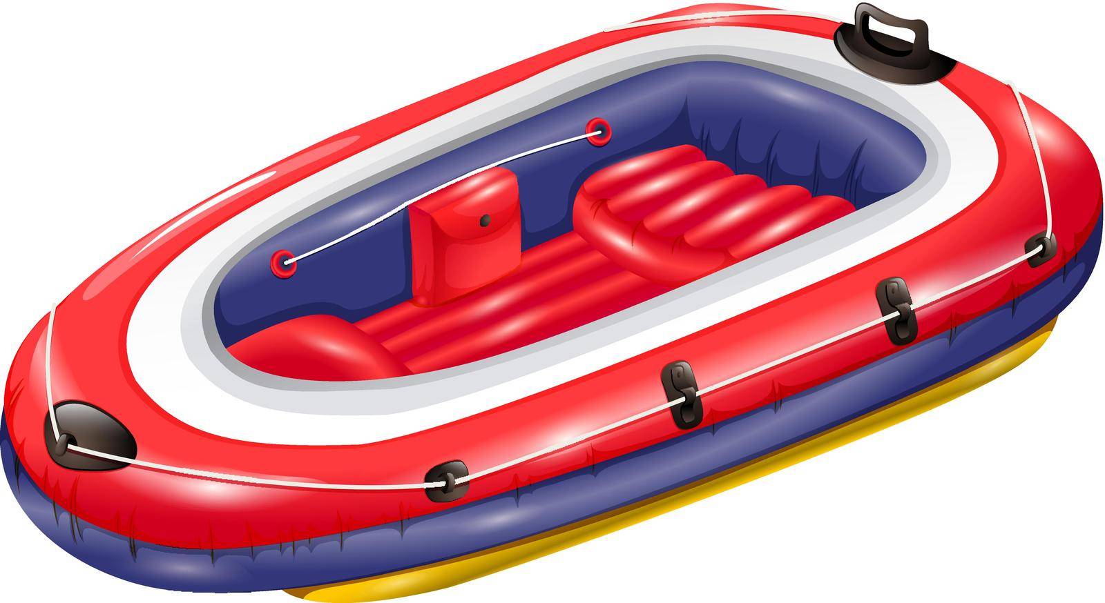 Red rubber boat with robe and seat