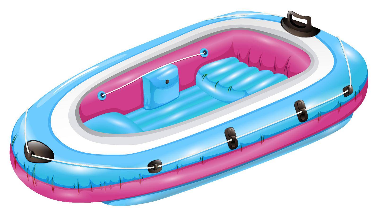 Blue and pink rubber boat on a white background
