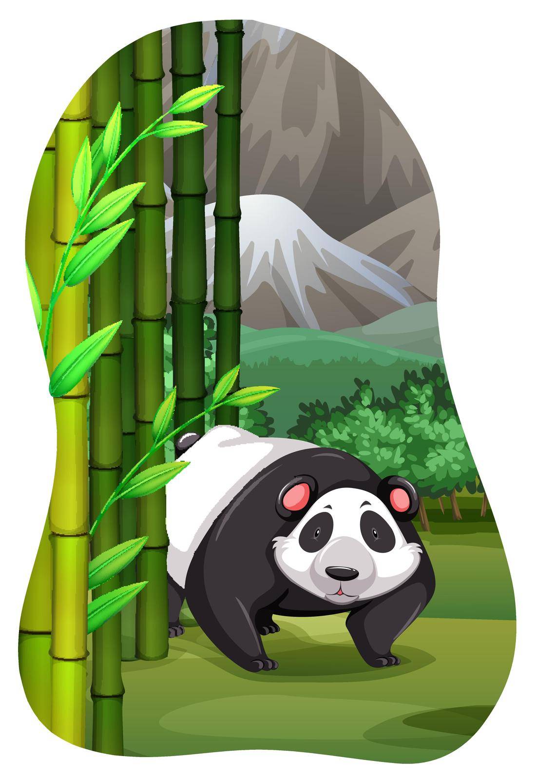 Panda living in the bamboo forest