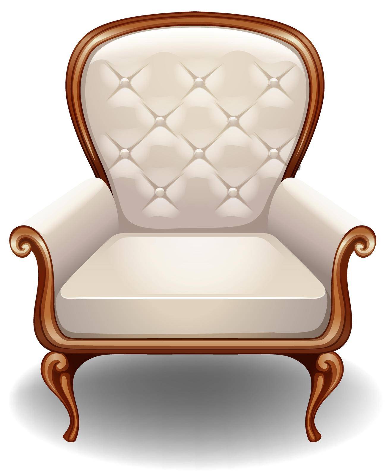 Pearl-white color armachair with bronze color border