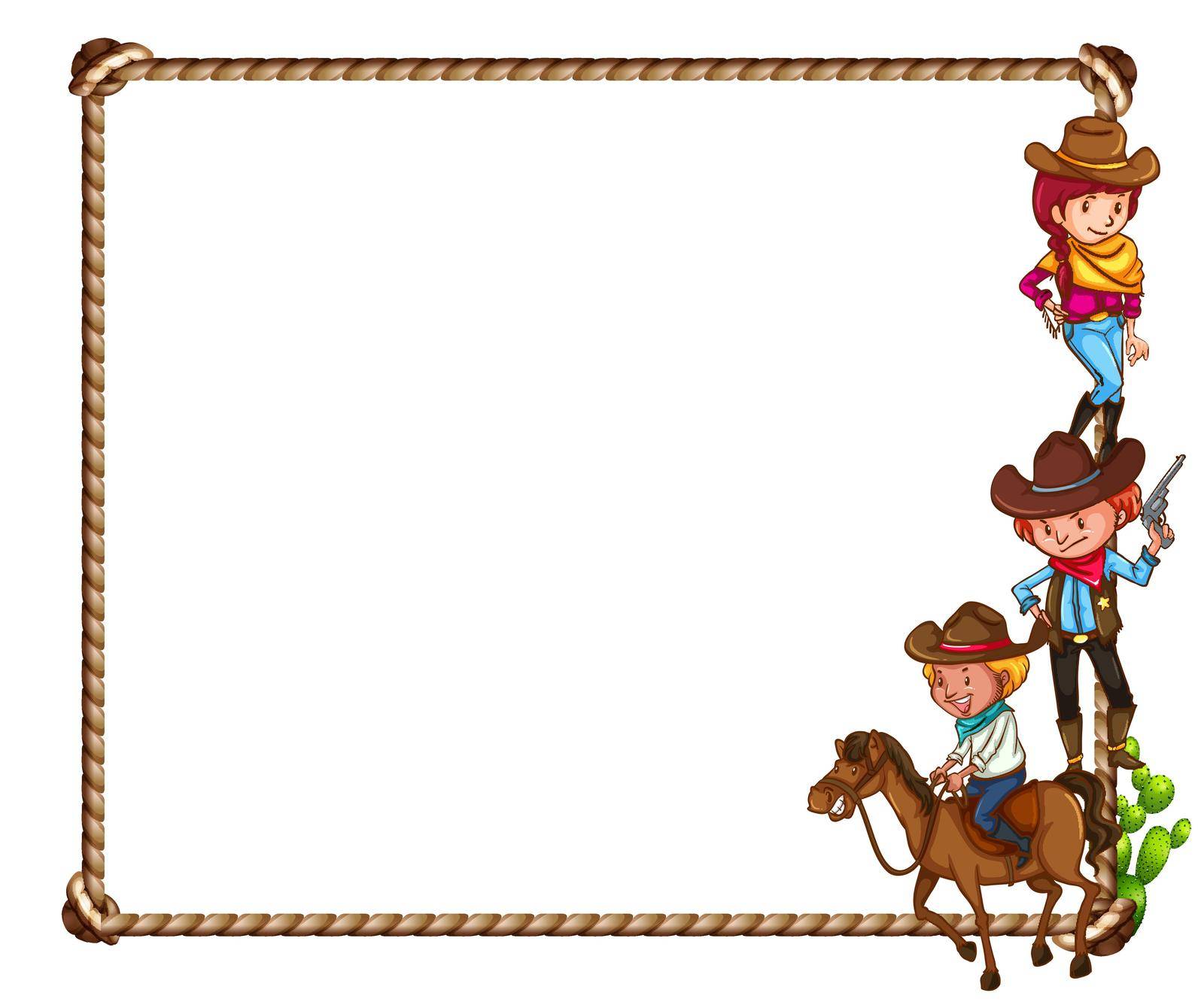 Frame of cowboy theme on white background