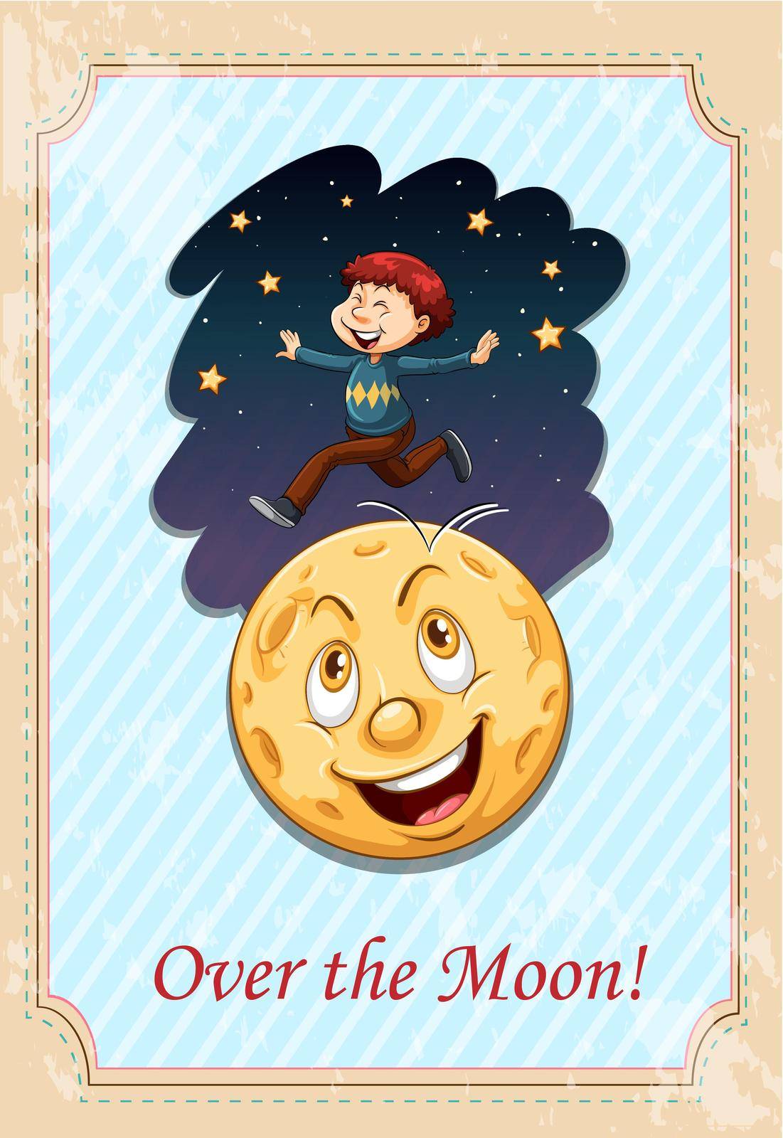 Idiom over the moon illustration