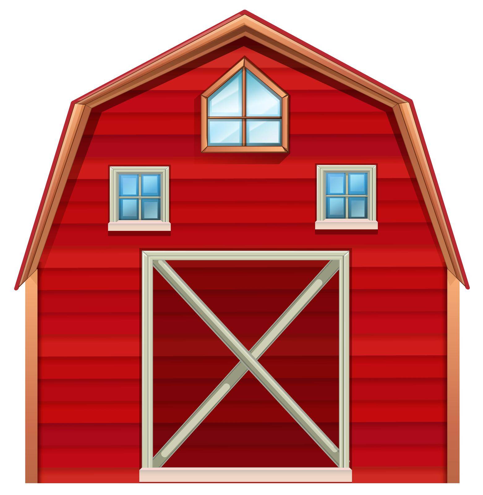 Red wooden barn on a white background