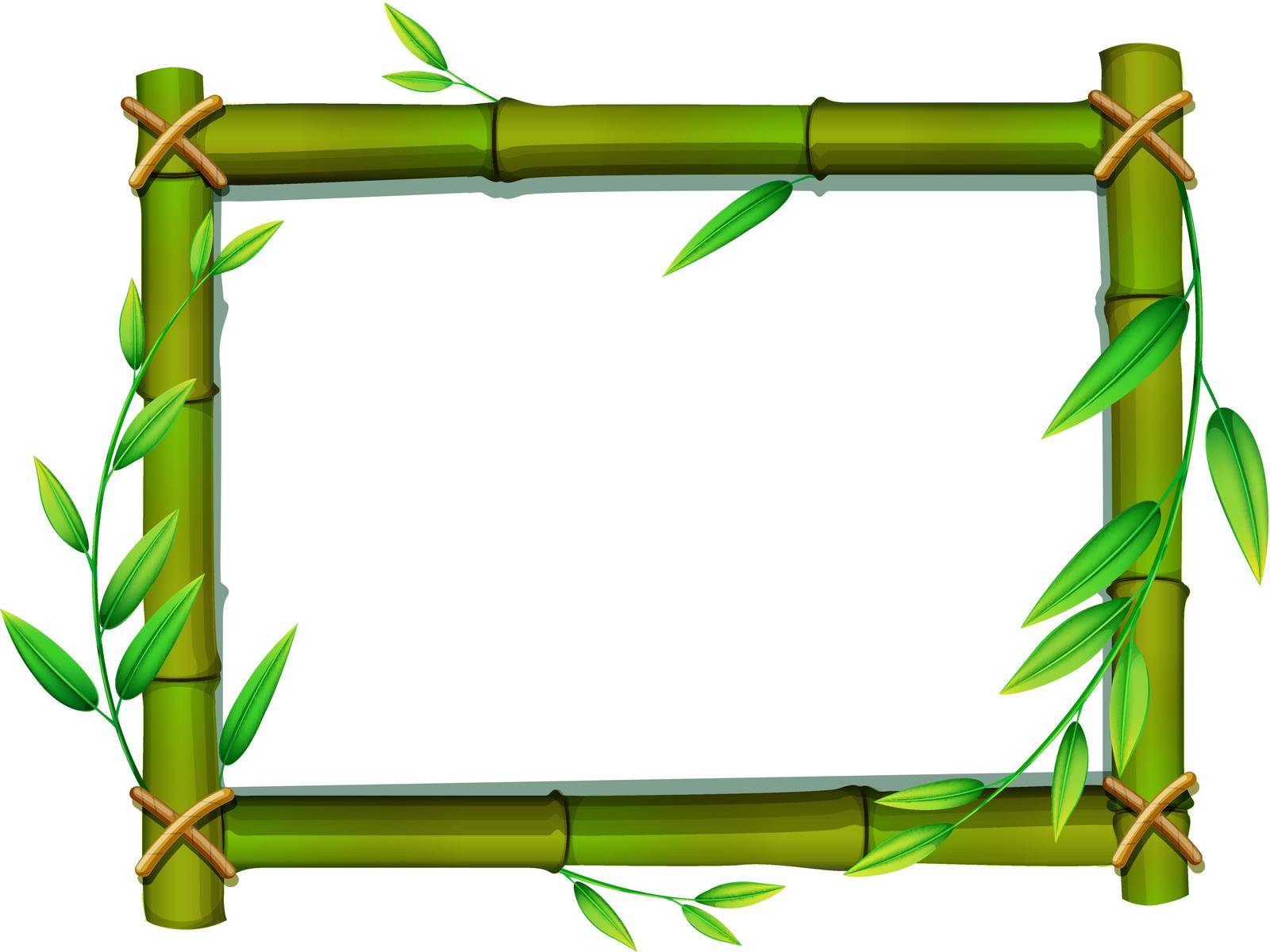 Frame of bamboo and green leaves