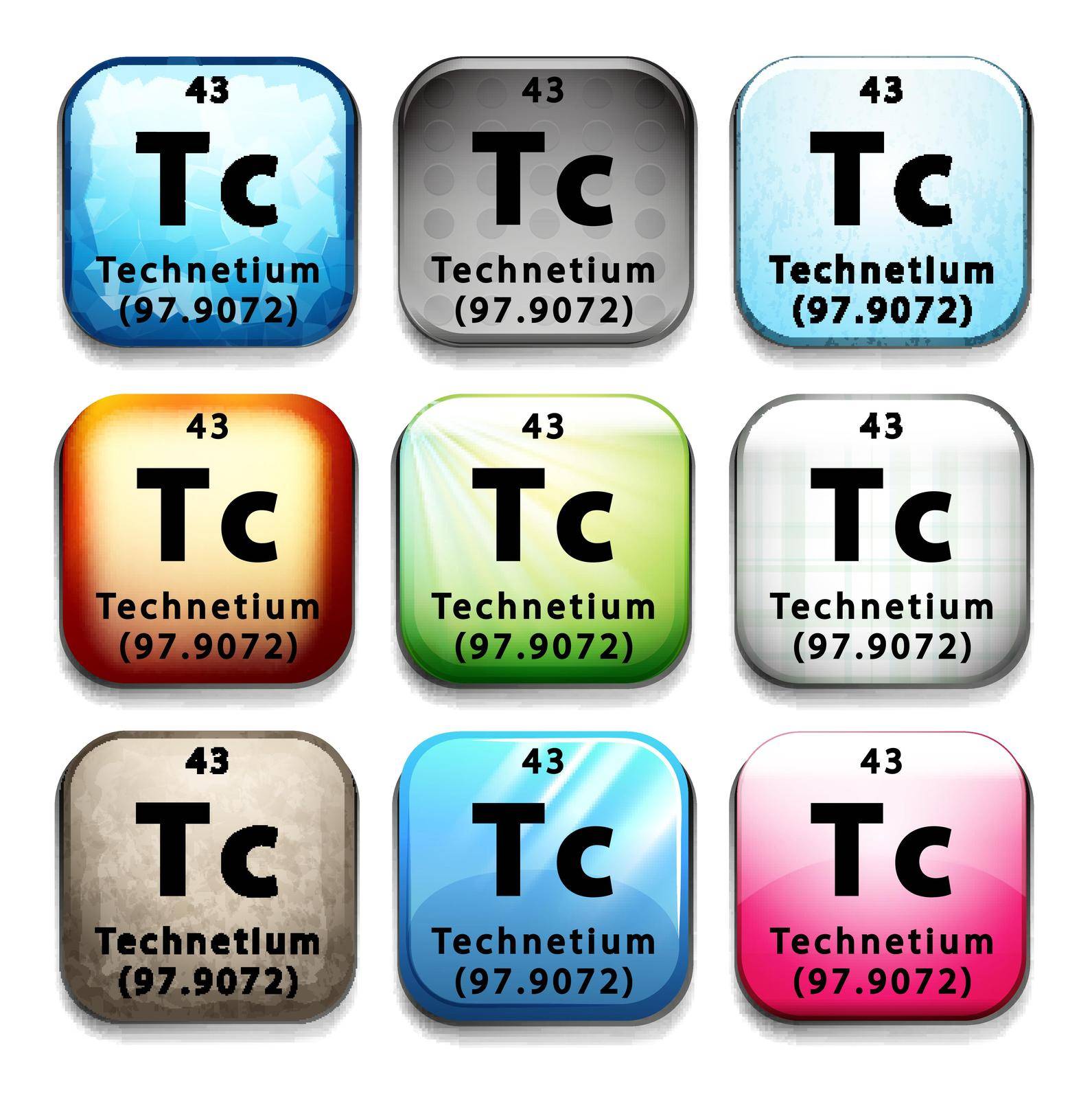 A Technetium element on a white background