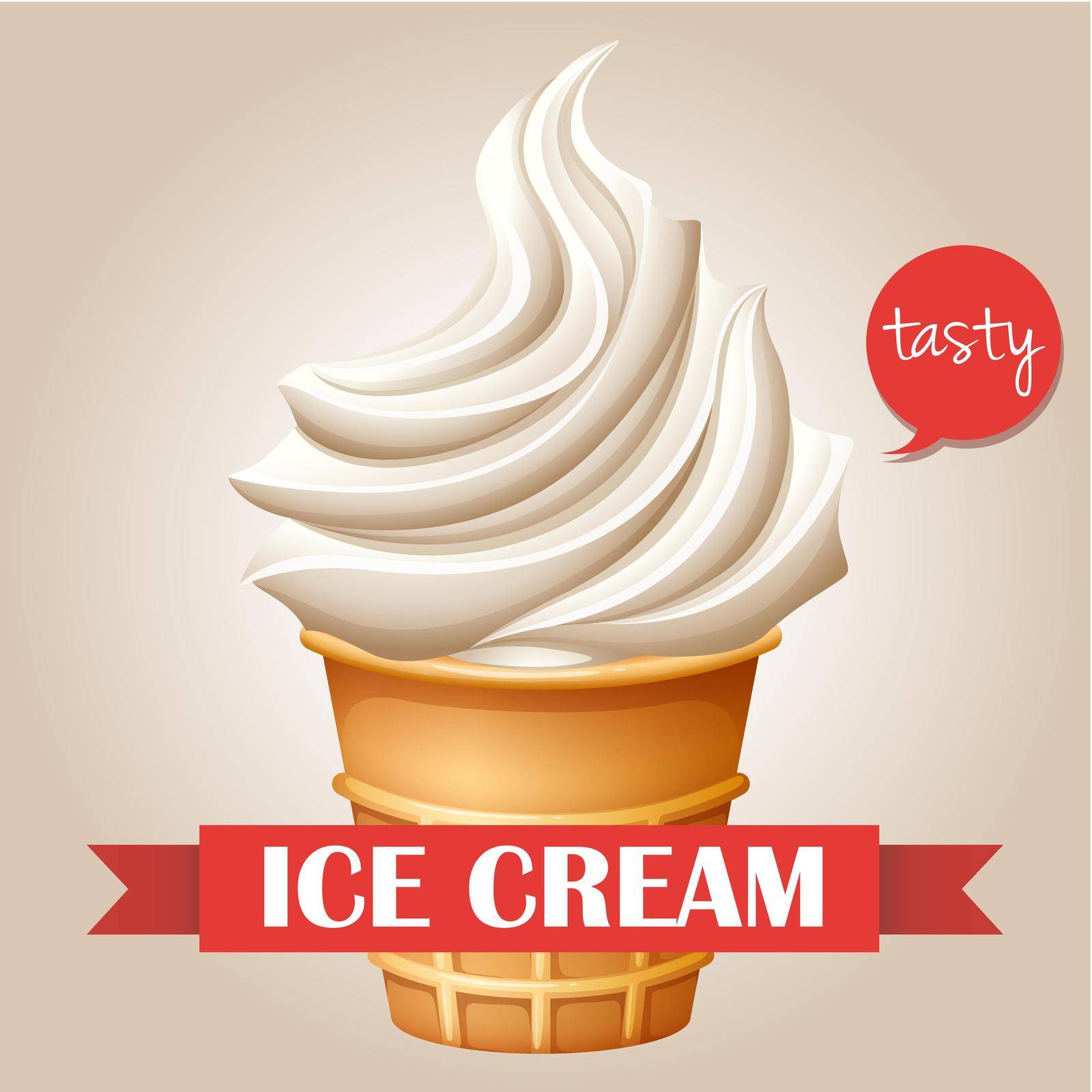 Soft icecream on cone illustration