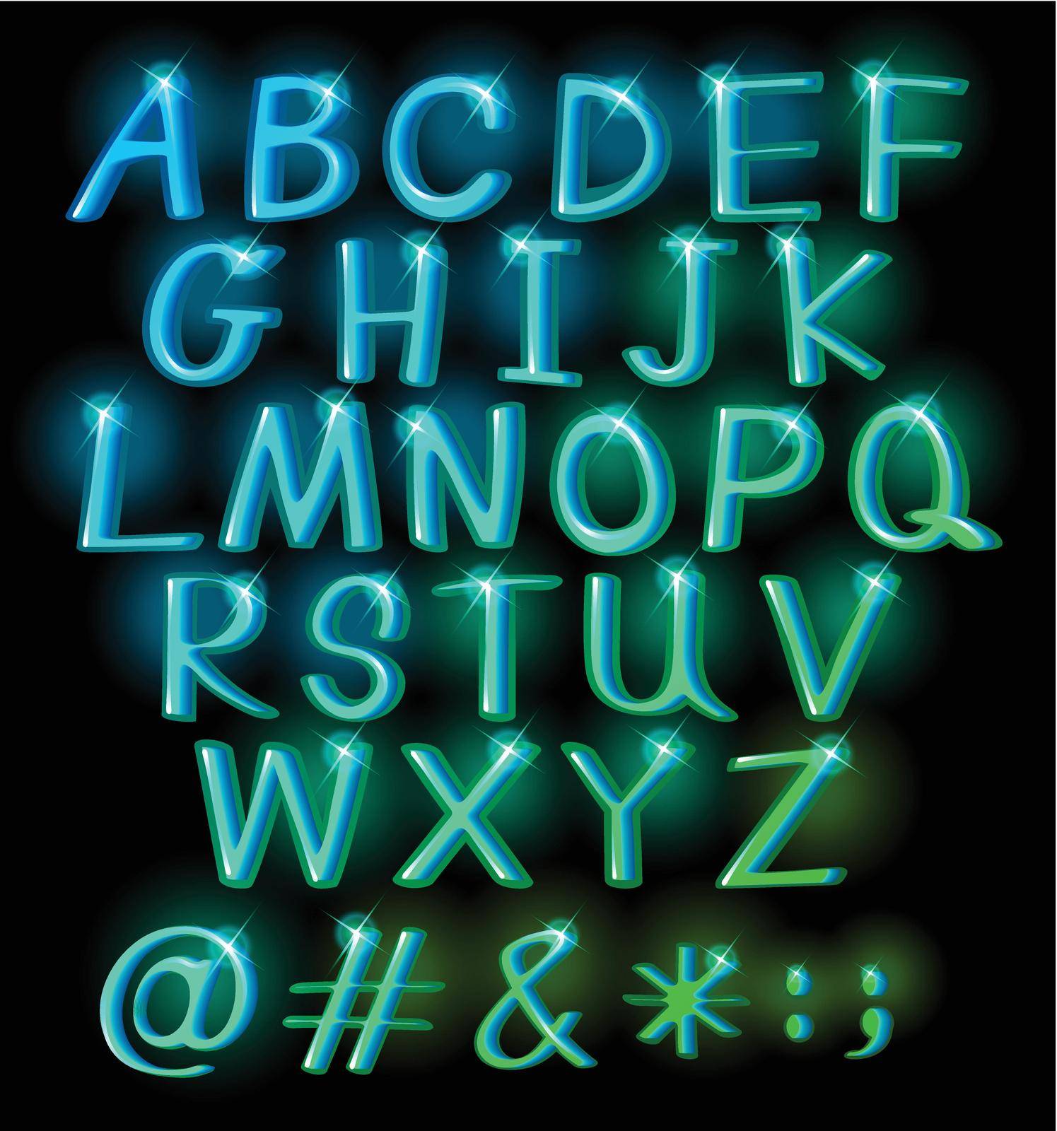 Sparkling big letters of the alphabet