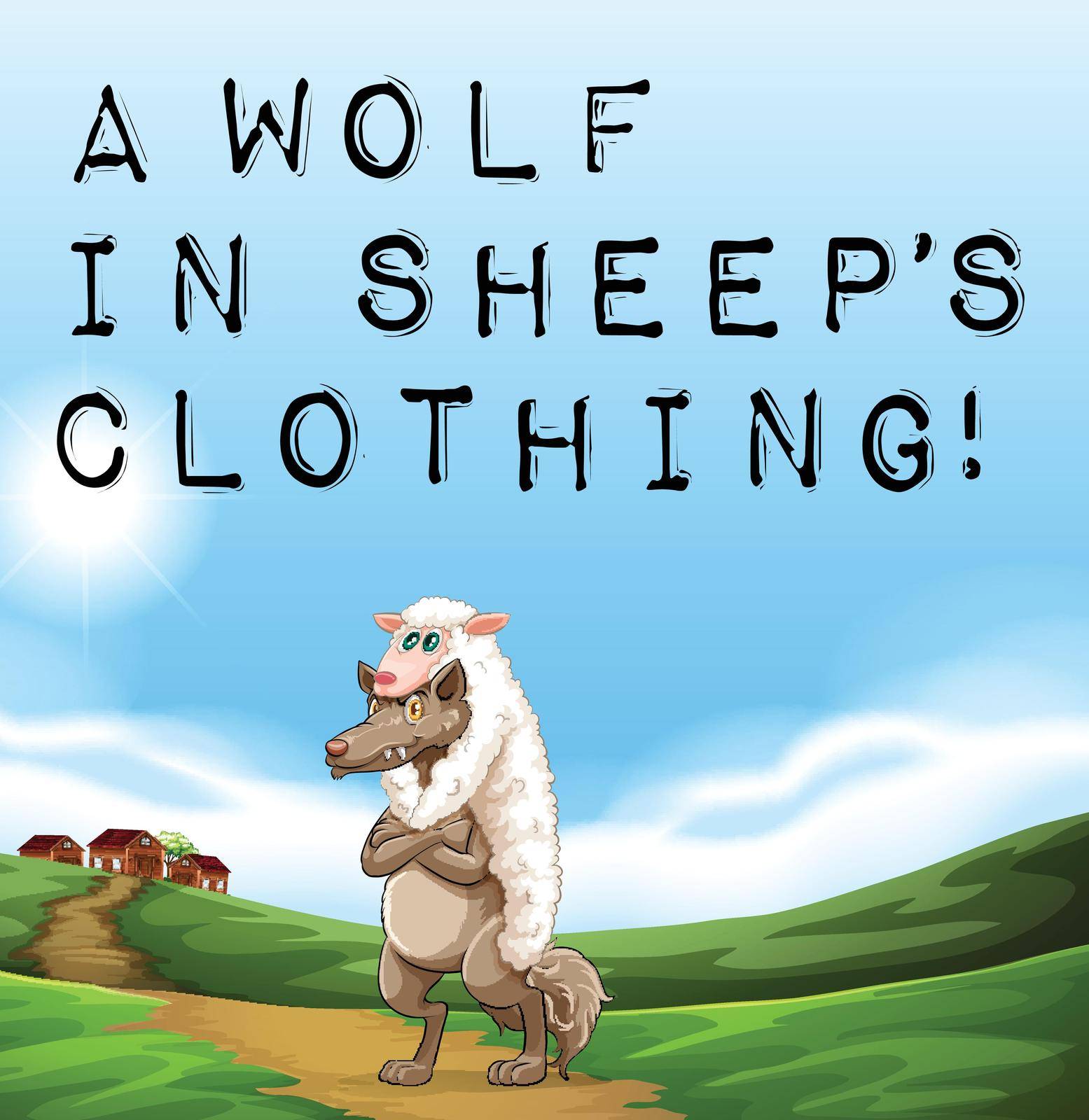 A poster showing a wolf in sheep's clothing