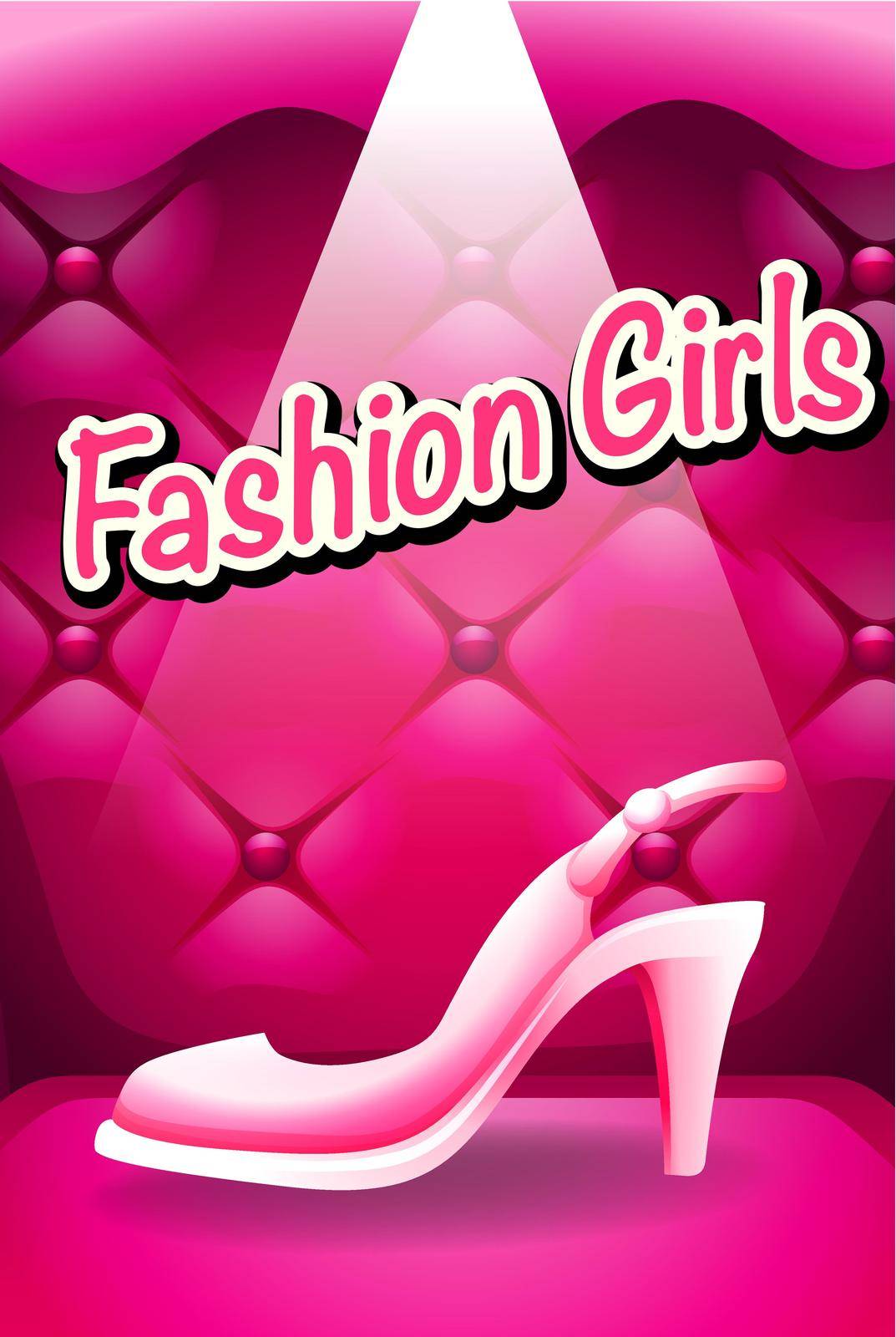 Pink high heel in spotlight illustration