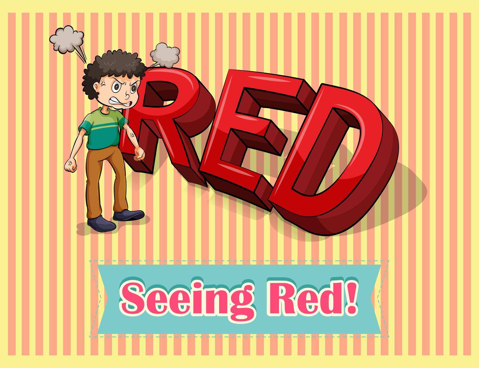 English idiom seeing red illustration